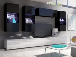 Ensemble de salon Remus V (Blanc + Blanc brillant + Noir + Noir brillant)