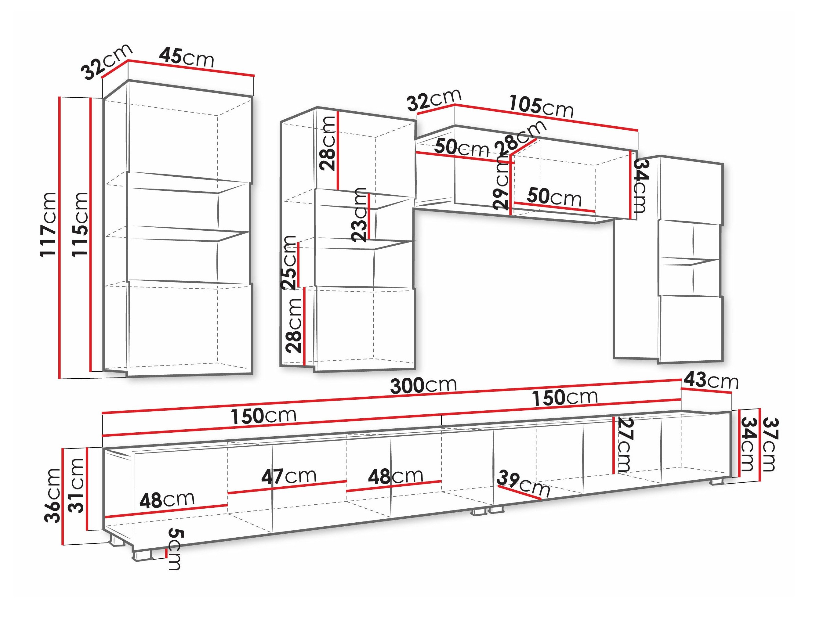 Ensemble de salon Remus V (Blanc + Blanc brillant)