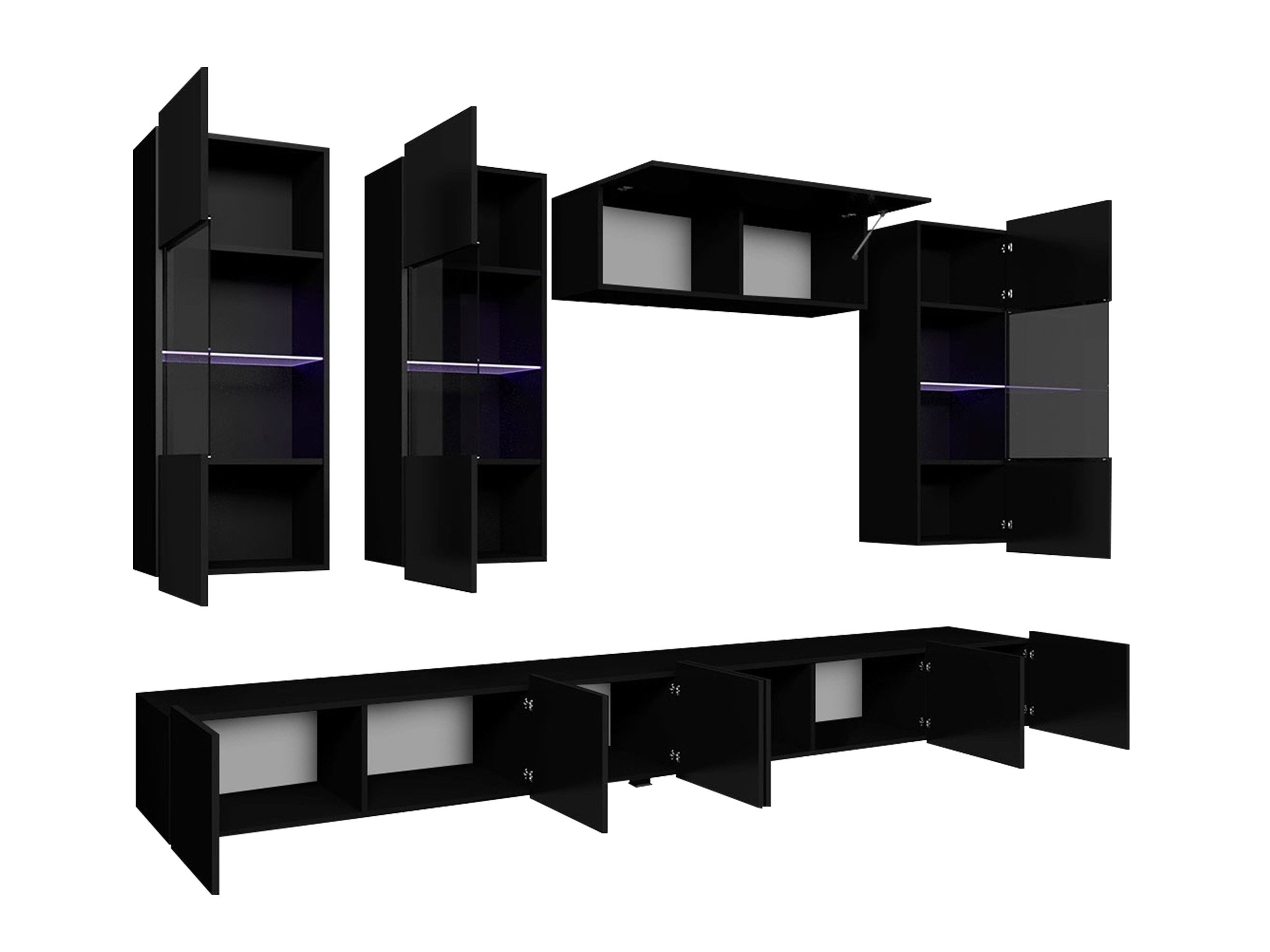 Ensemble de salon Remus V (Chêne doré + Blanc + Blanc brillant)