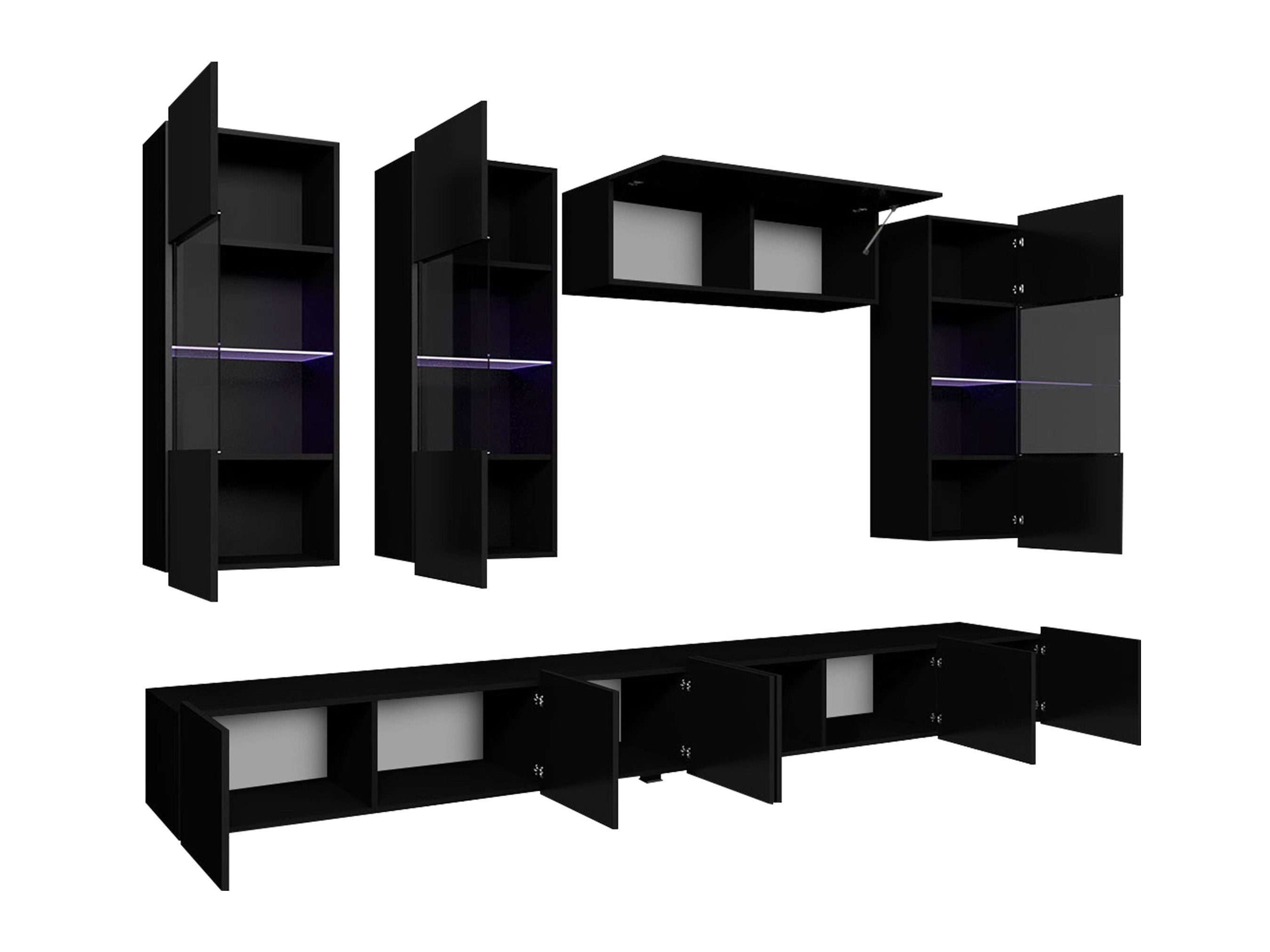 Ensemble de salon Remus V (Chêne doré + Blanc + Blanc brillant)