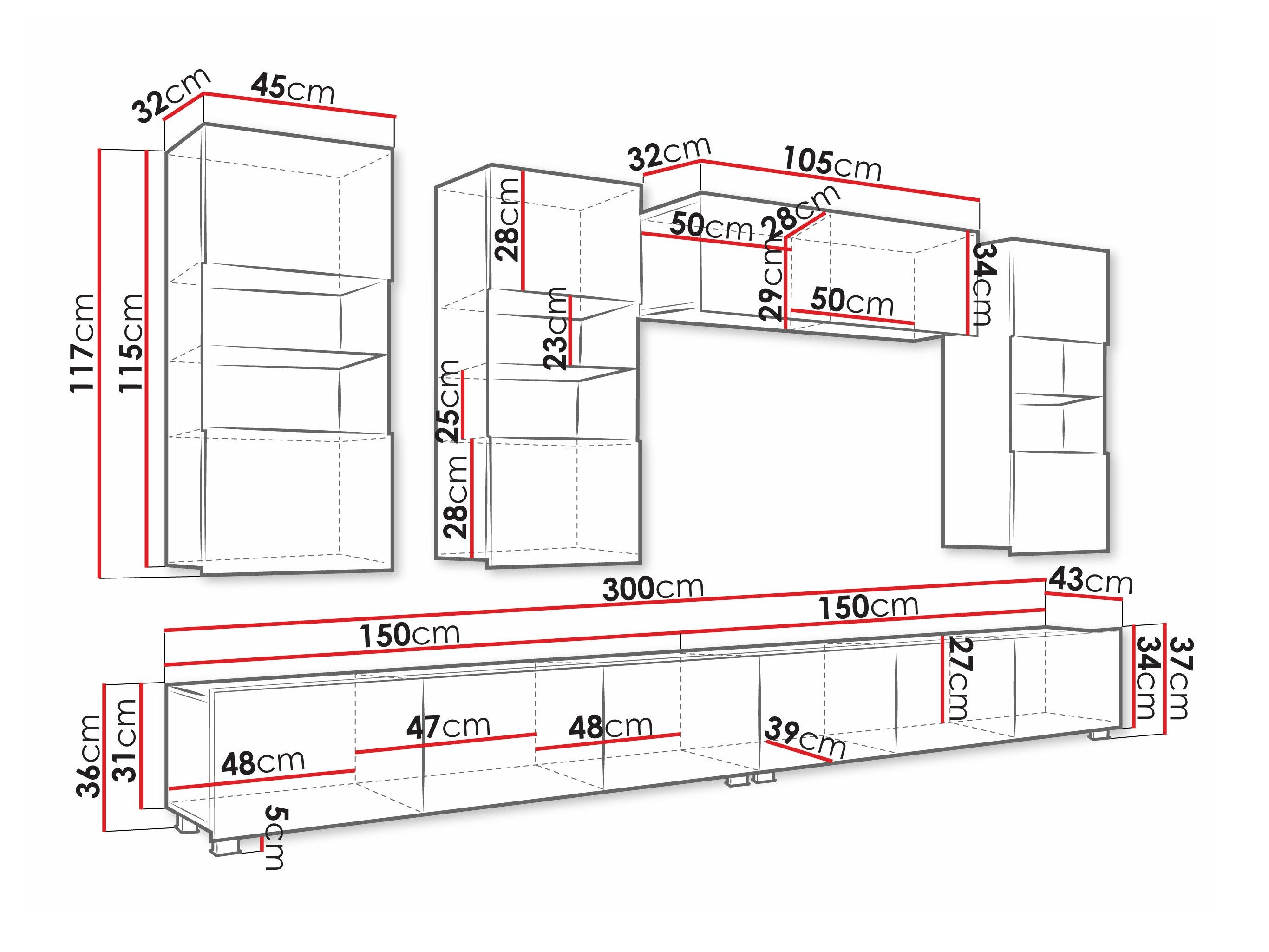 Ensemble de salon Remus V (Chêne doré + Blanc + Blanc brillant)