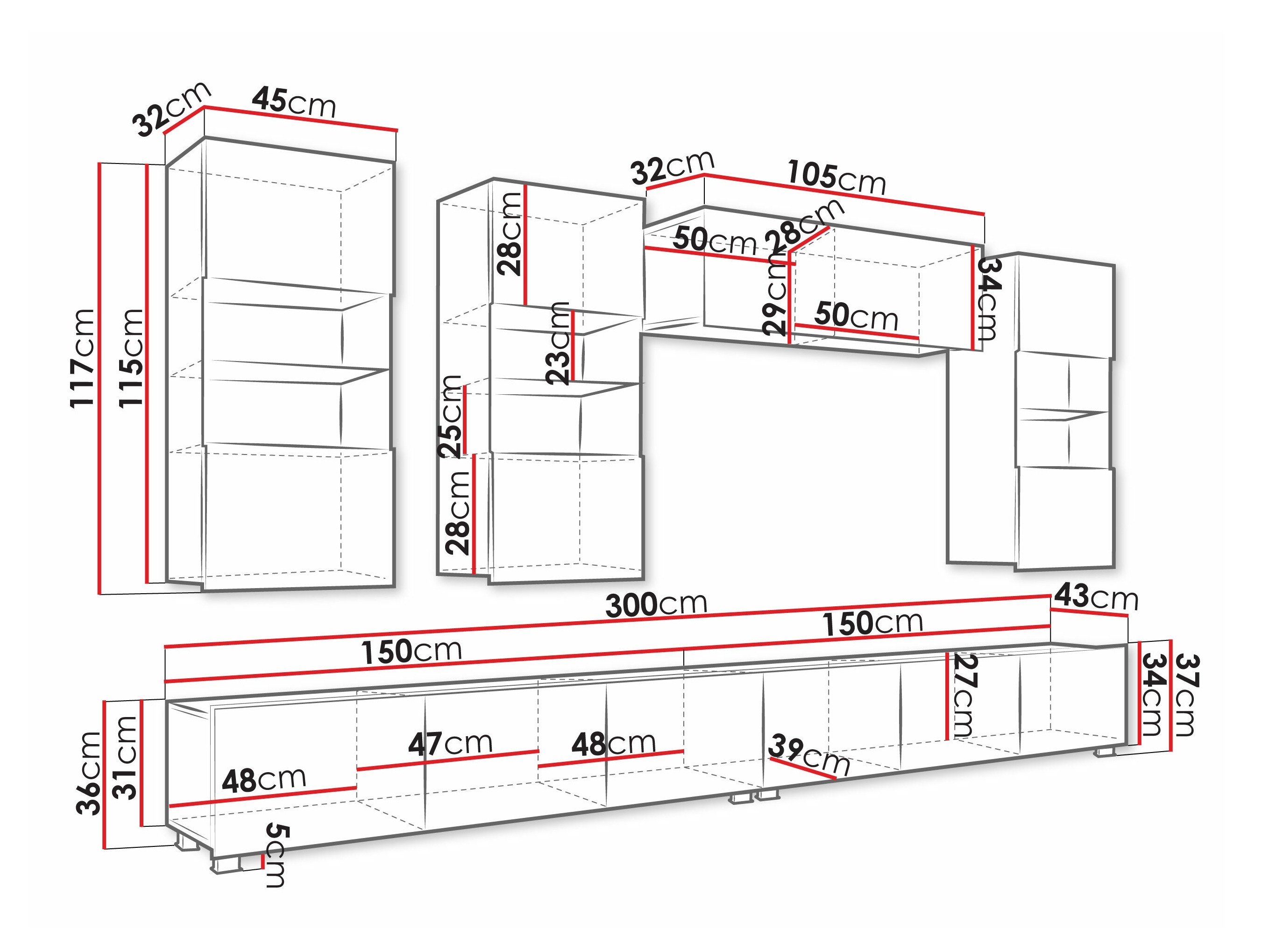 Ensemble de salon Remus V (Noir + Noir brillant)
