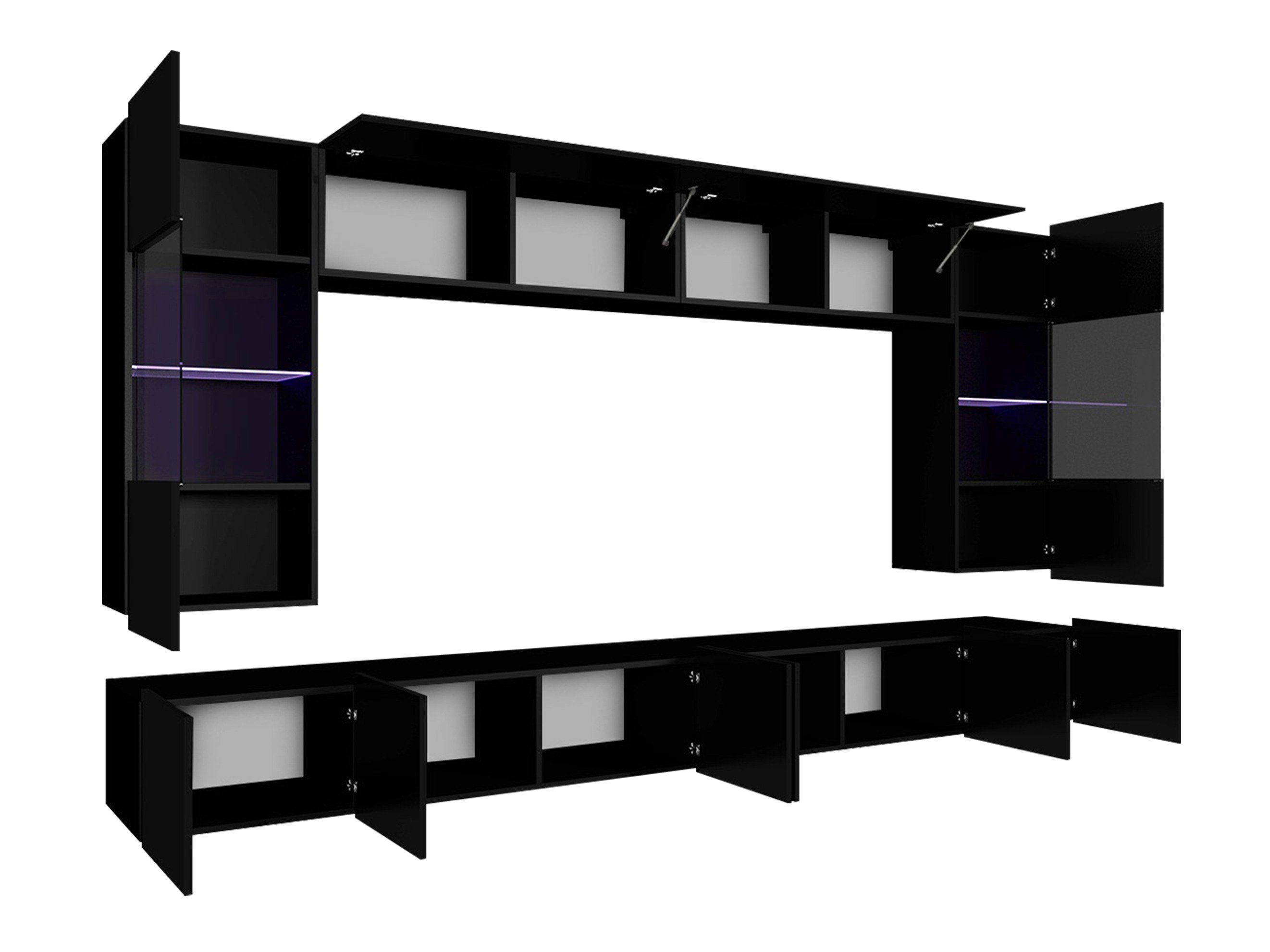 Ensemble de salon Tivdalu 105 (Blanc brillant + Noir brillant)