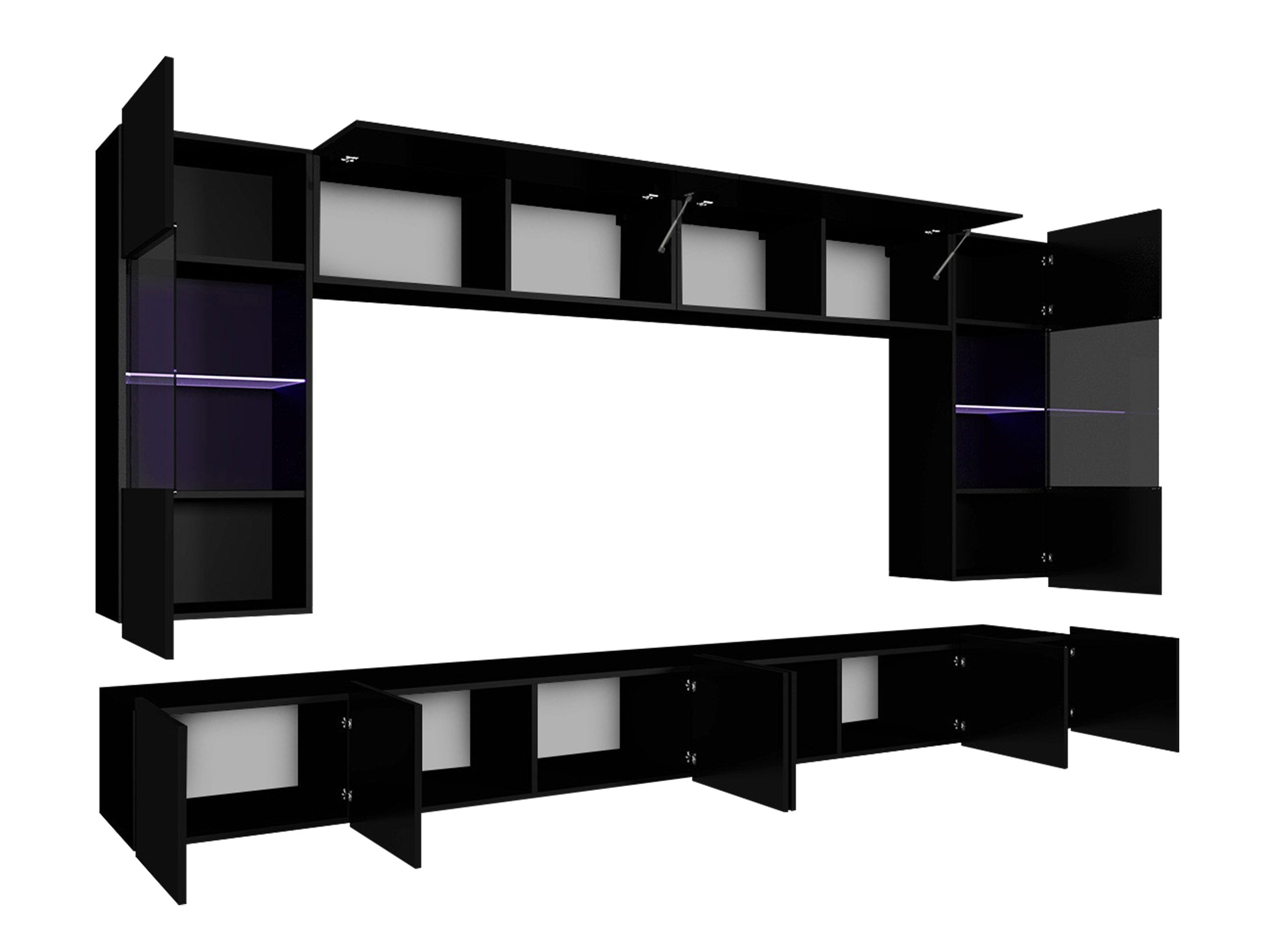 Ensemble de salon Tivdalu 105 (Blanc brillant + Noir brillant)