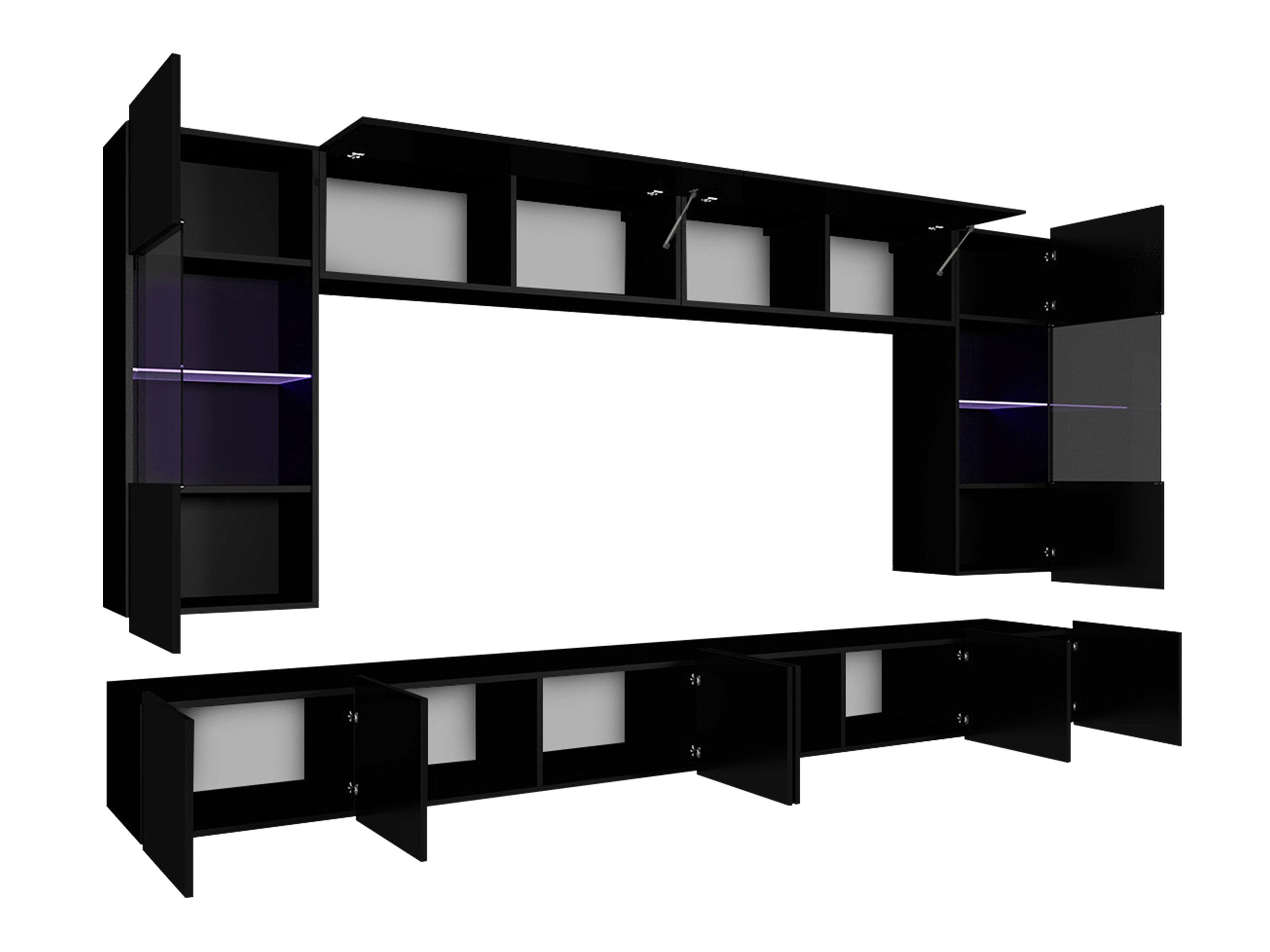 Ensemble de salon Tivdalu 105 (Blanc brillant + Noir brillant)