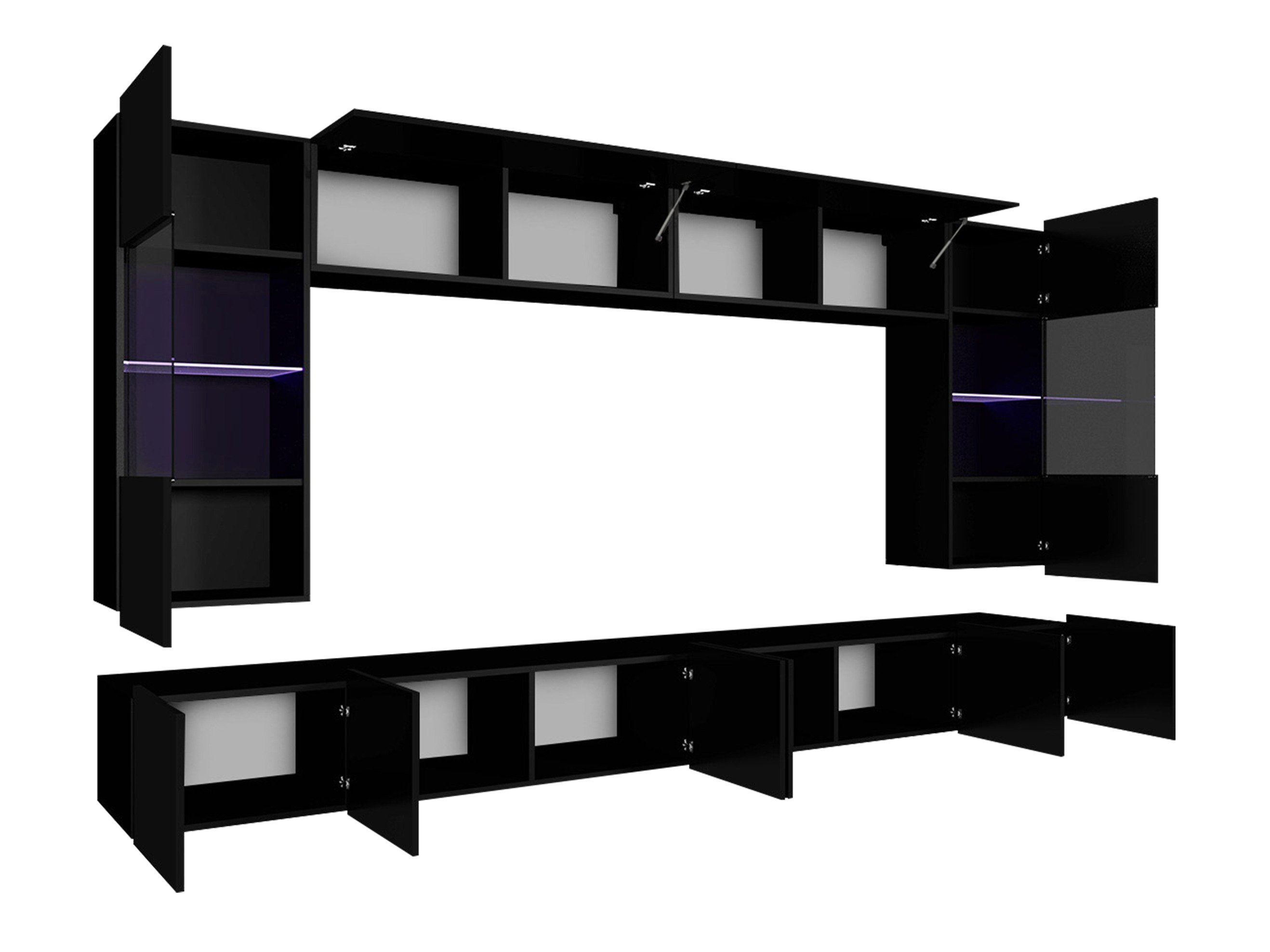 Ensemble de salon Tivdalu 105 (Chêne doré + Blanc + Blanc brillant)