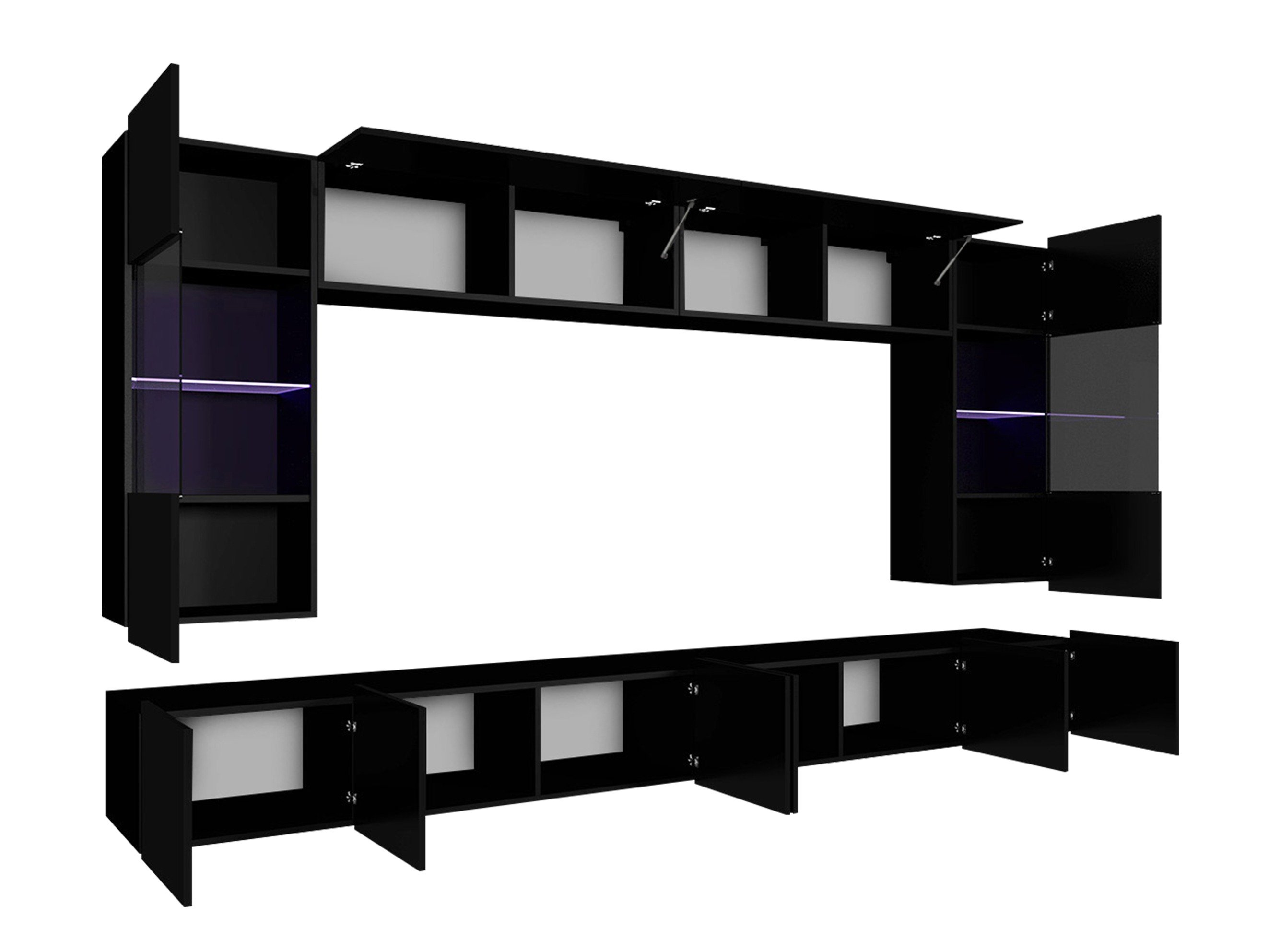 Ensemble de salon Tivdalu 105 (Chêne doré + Blanc + Blanc brillant)