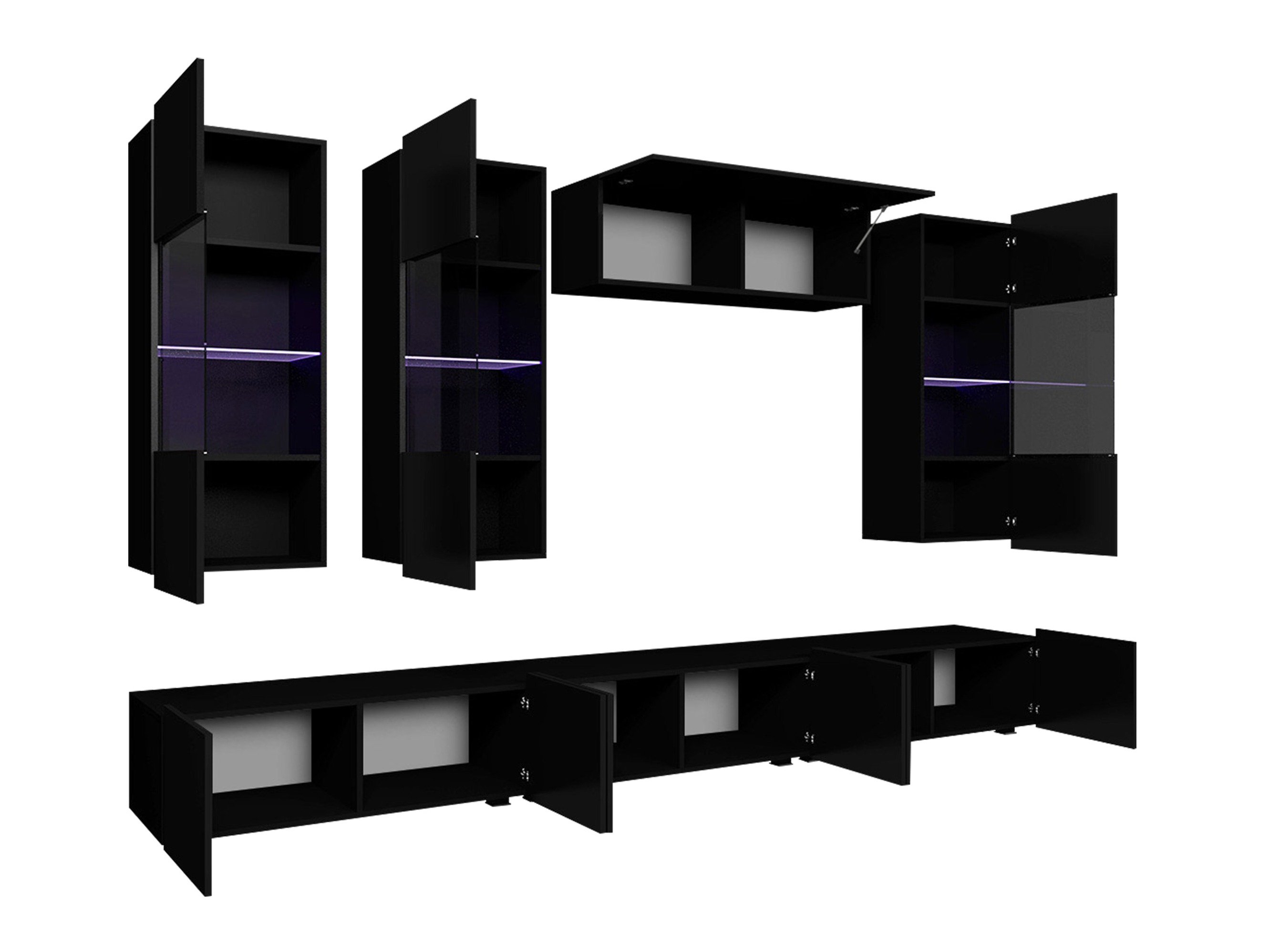 Ensemble de salon Remus XI (Blanc + Blanc brillant + Noir + Noir brillant)