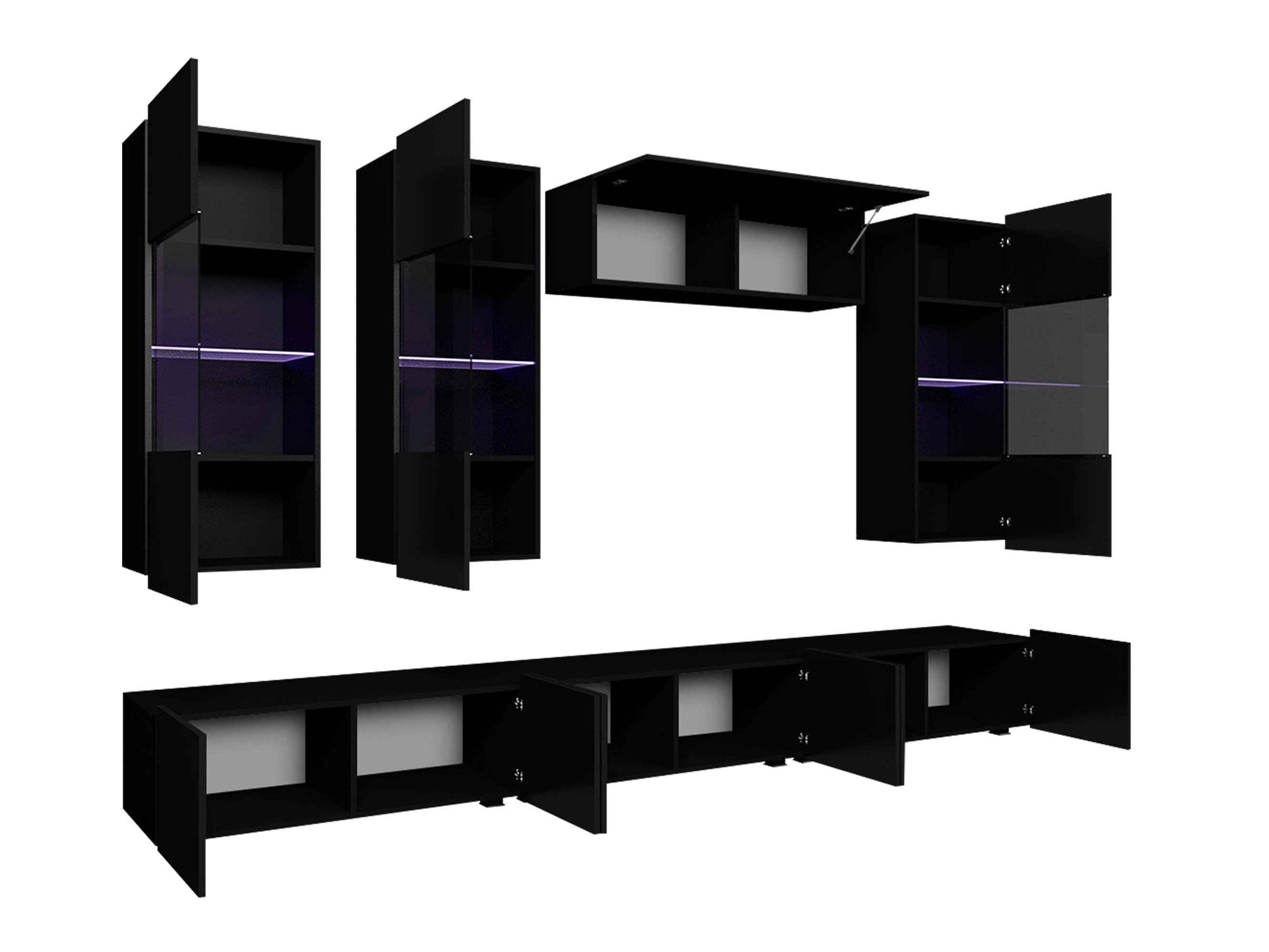 Ensemble de salon Remus XI (Blanc + Blanc brillant + Noir + Noir brillant)