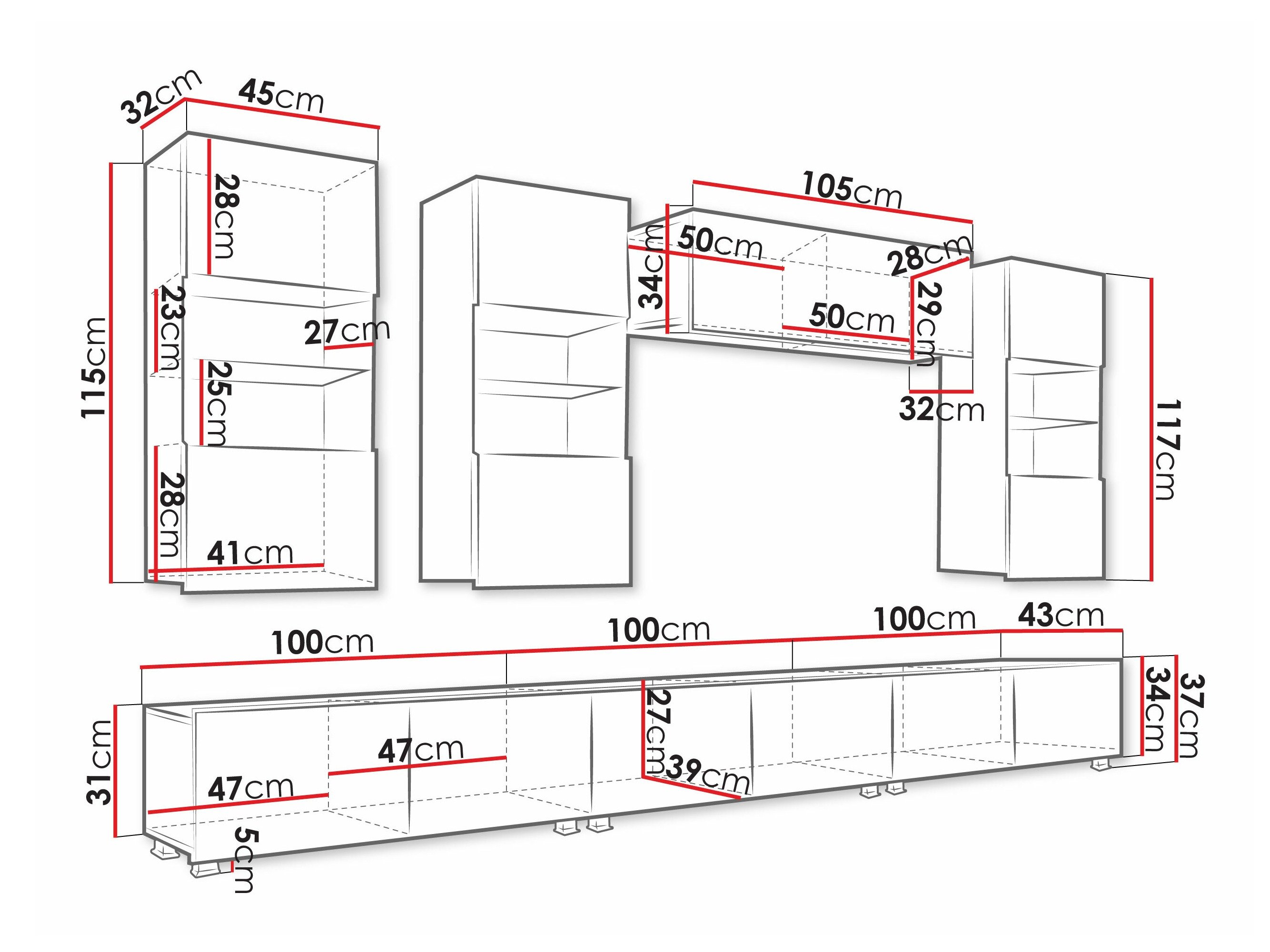 Ensemble de salon Remus XI (Blanc + Blanc brillant)