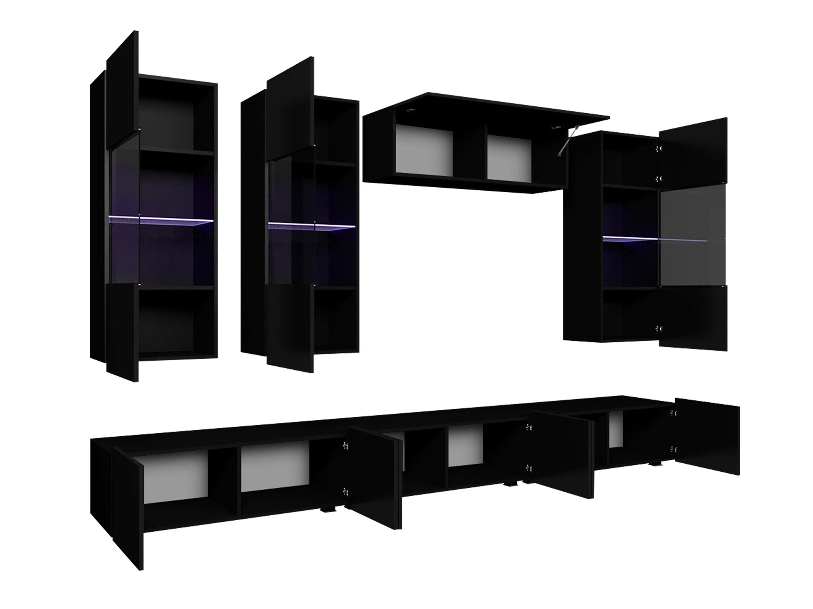 Ensemble de salon Remus XI (Chêne doré + Blanc + Blanc brillant)