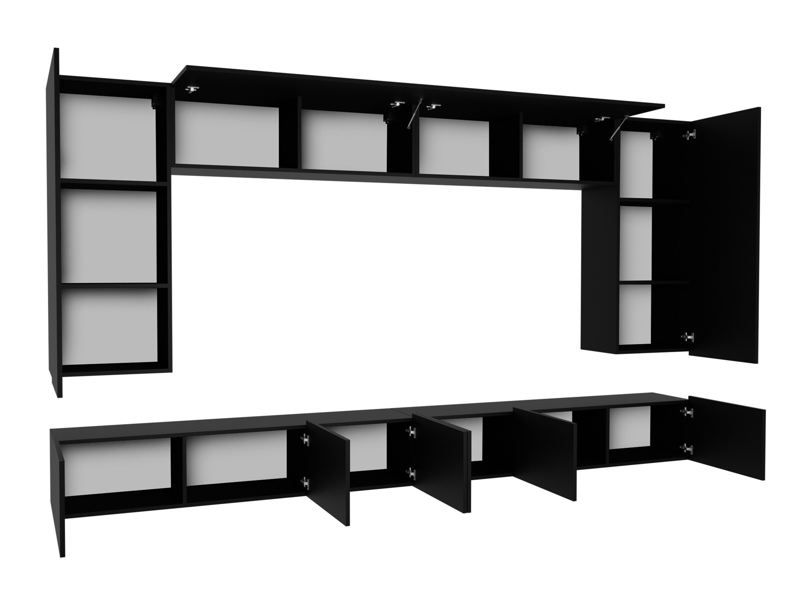 Ensemble de salon Remus XIII (Chêne doré + Blanc + Blanc brillant)