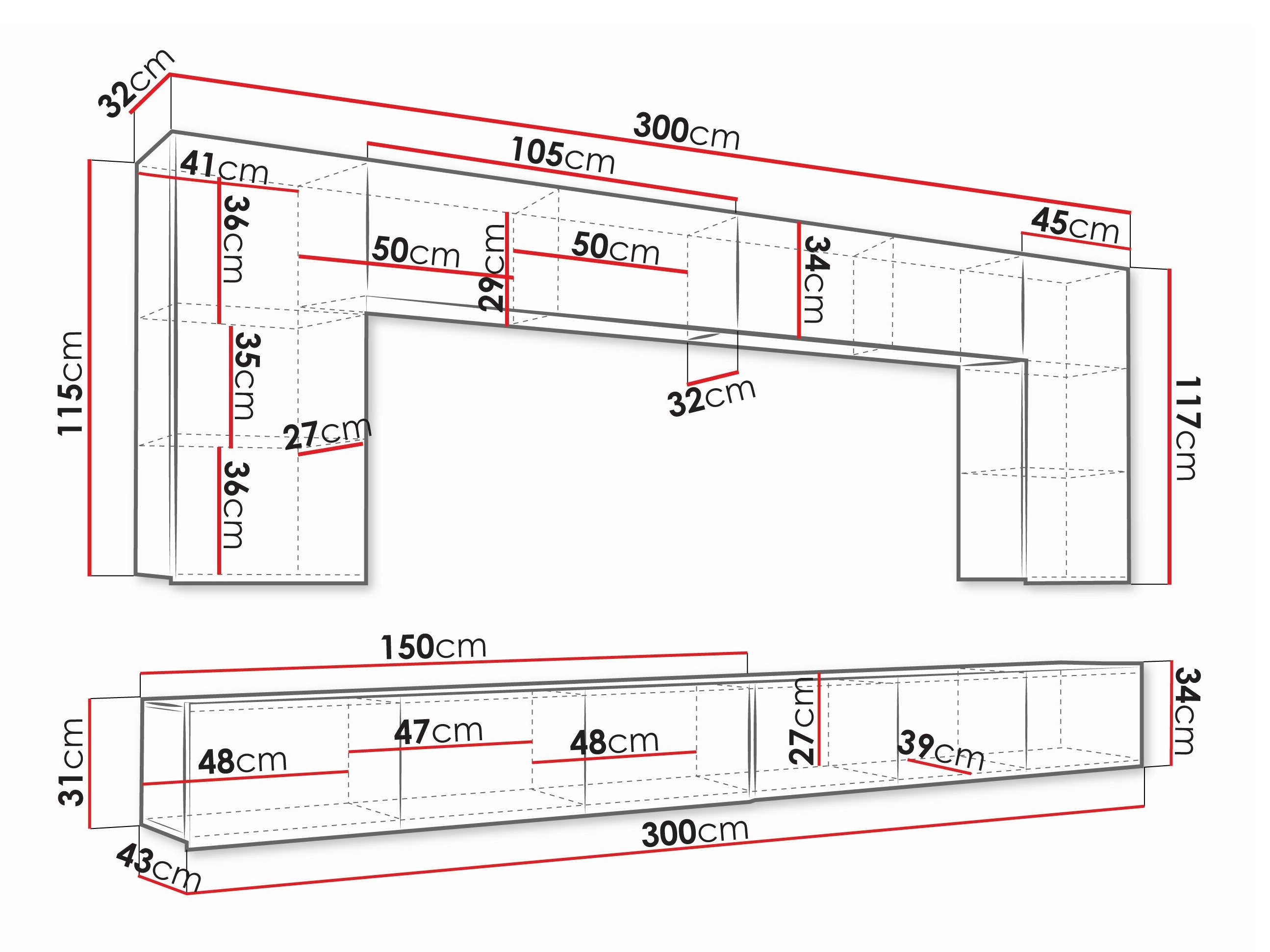 Ensemble de salon Remus XIII (Chêne doré + Blanc + Blanc brillant)