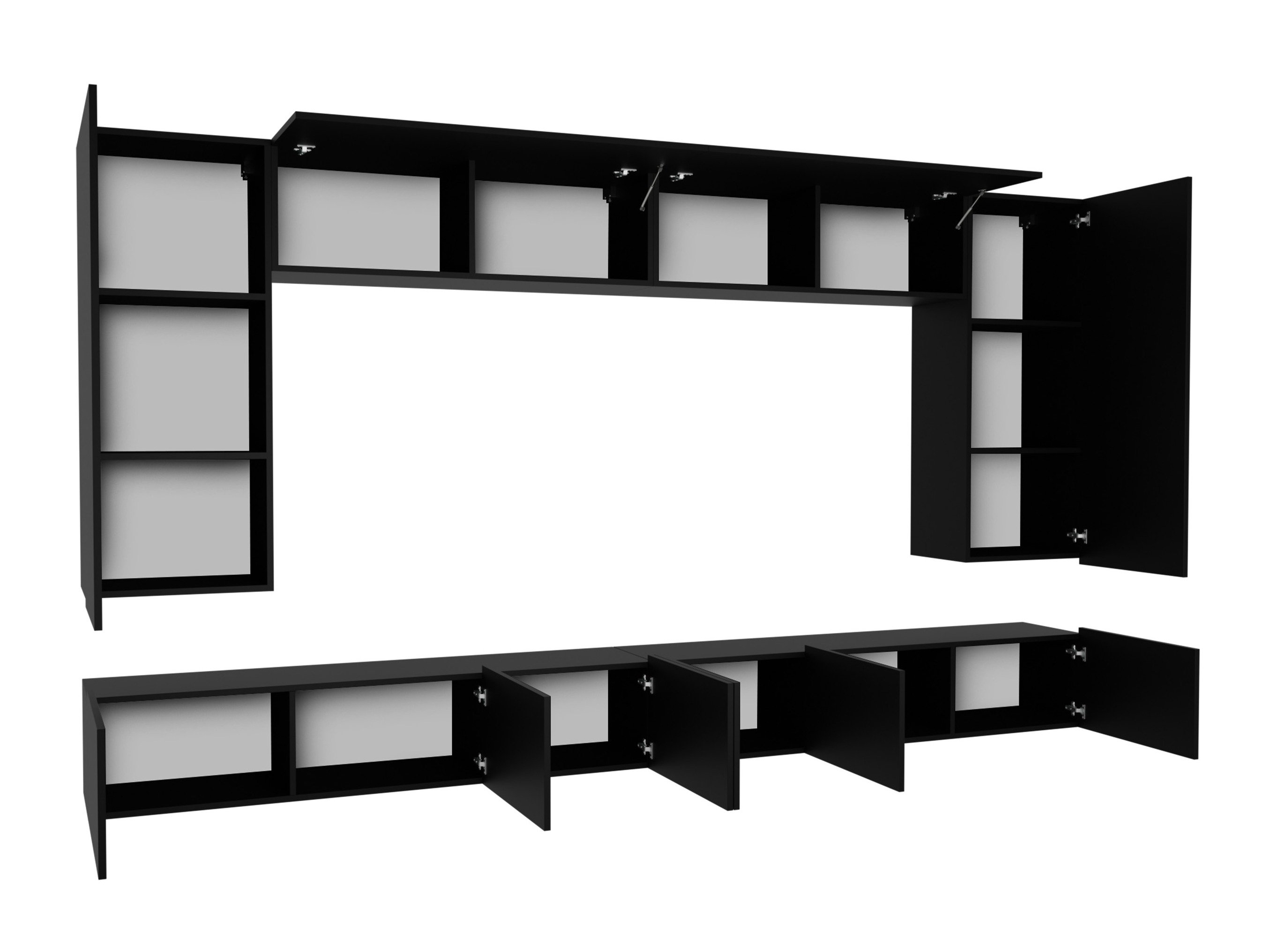 Ensemble de salon Remus XIII (Noir + Noir brillant + Blanc + Blanc brillant)