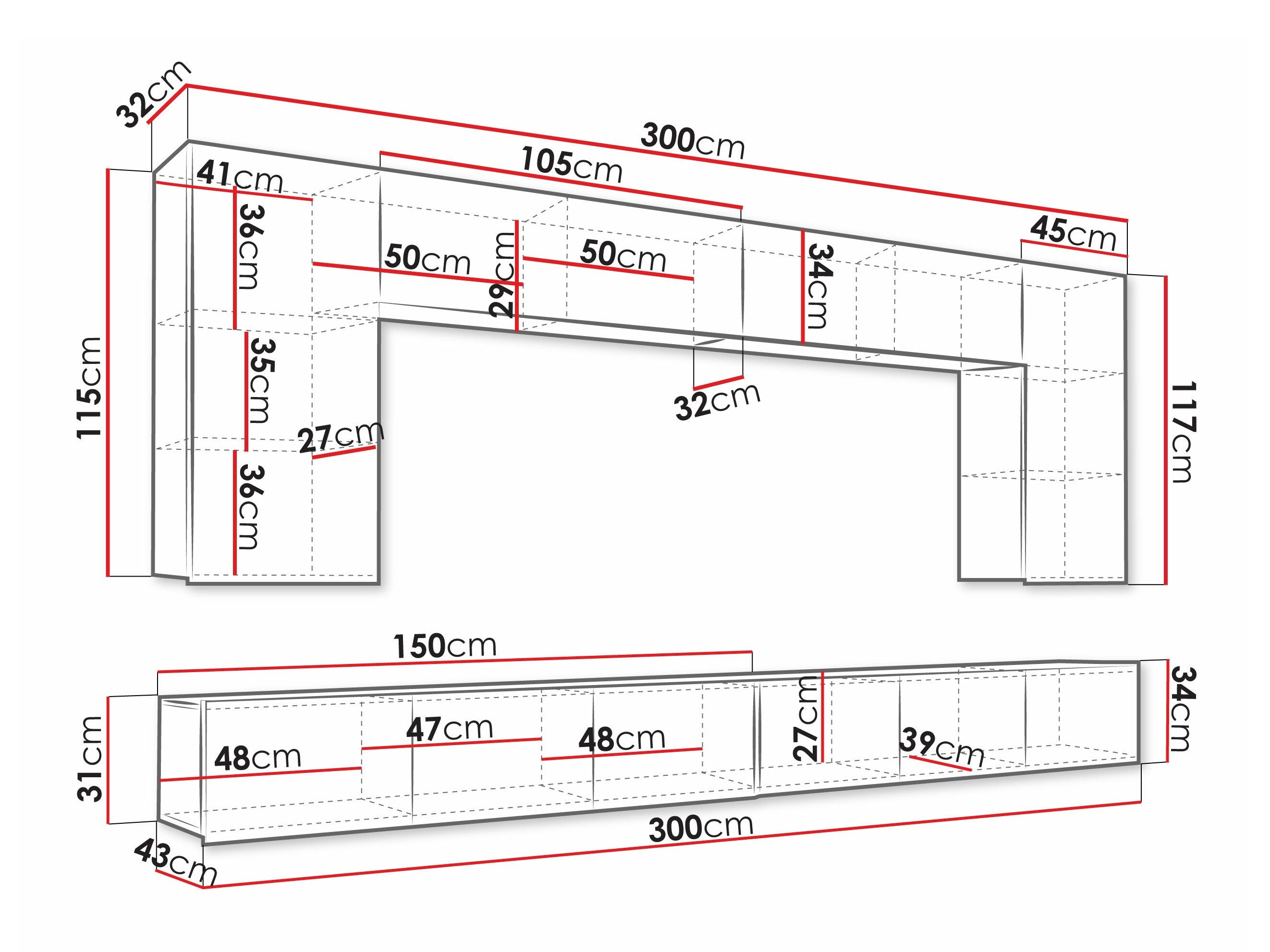 Ensemble de salon Remus XIII (Noir + Noir brillant + Blanc + Blanc brillant)