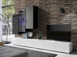 Ensemble de salon Remus XVII (Blanc + Blanc brillant + Noir + Noir brillant)