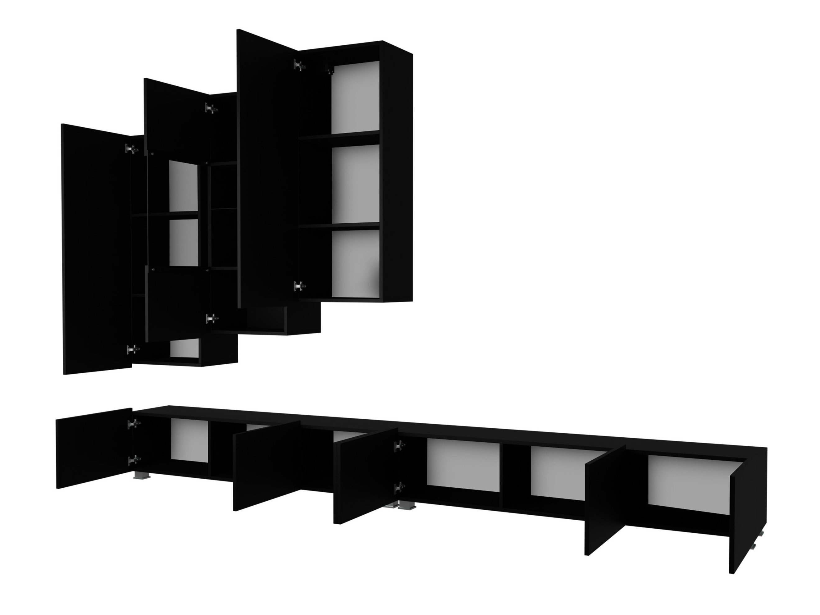 Ensemble de salon Remus XVII (Blanc + Blanc brillant + Noir + Noir brillant)