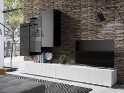 Ensemble de salon Remus XVII (Blanc + Blanc brillant + Noir + Noir brillant)