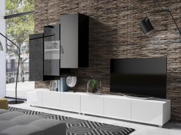 Ensemble de salon Remus XVII (Blanc + Blanc brillant + Noir + Noir brillant)