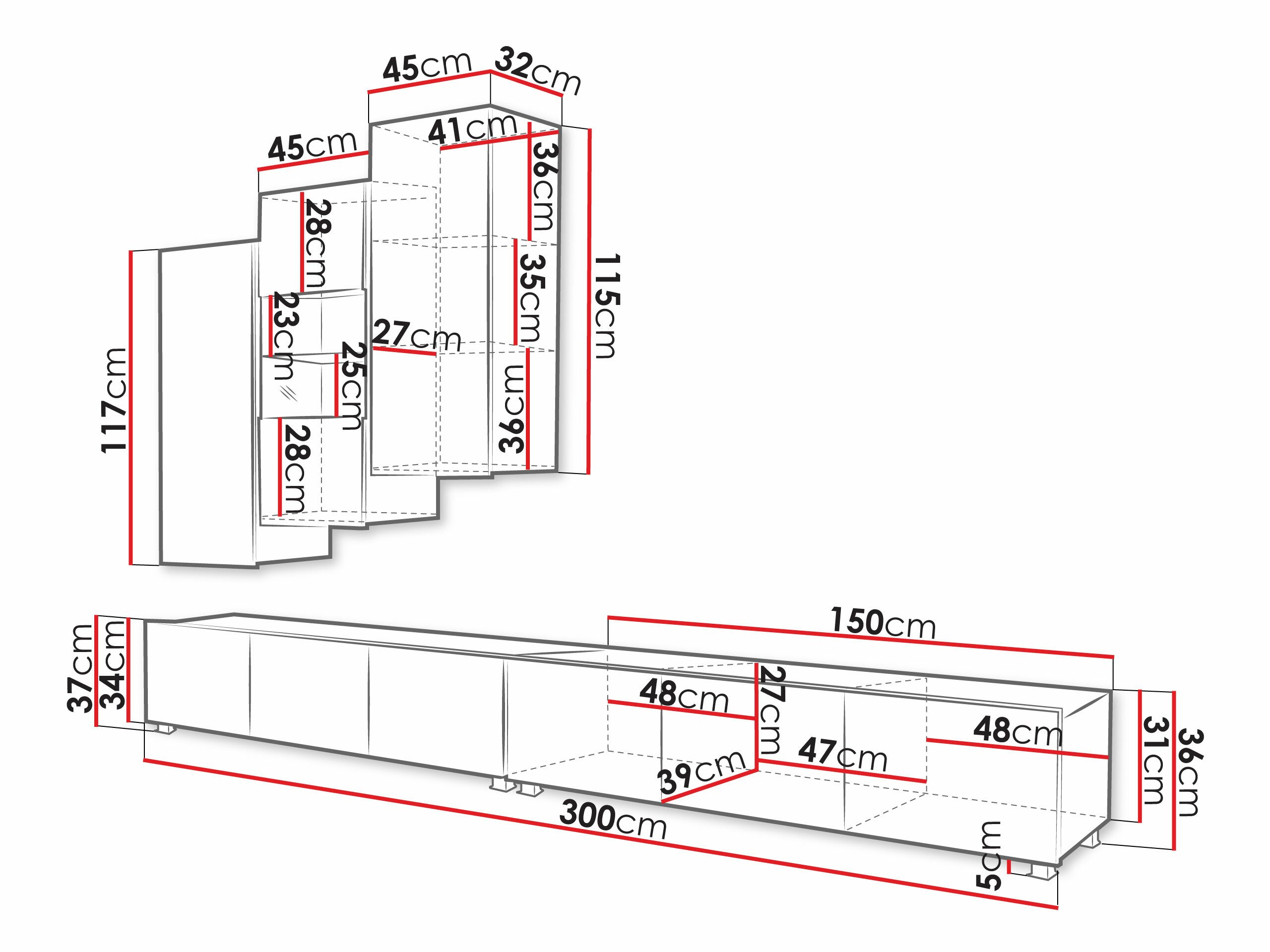 Ensemble de salon Remus XVII (Chêne doré + Blanc + Blanc brillant)