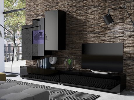 Ensemble de salon Remus XVII (Noir + Noir brillant)