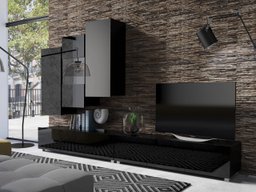 Ensemble de salon Remus XVII (Noir + Noir brillant)