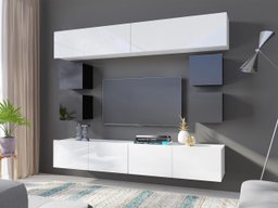 Ensemble de salon Remus XVI (Noir + Noir brillant + Blanc + Blanc brillant)