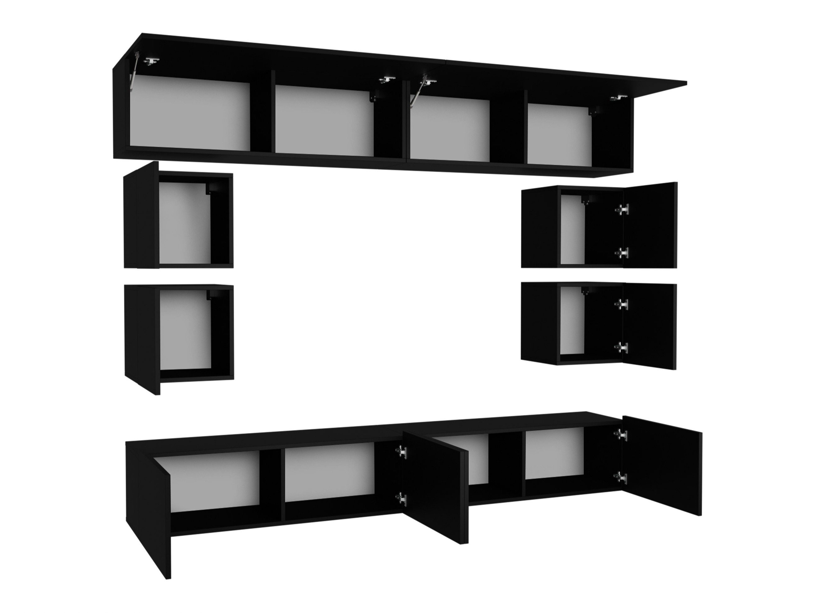 Ensemble de salon Remus XVI (Noir + Noir brillant + Blanc + Blanc brillant)