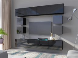 Ensemble de salon Remus XVI (Noir + Noir brillant)