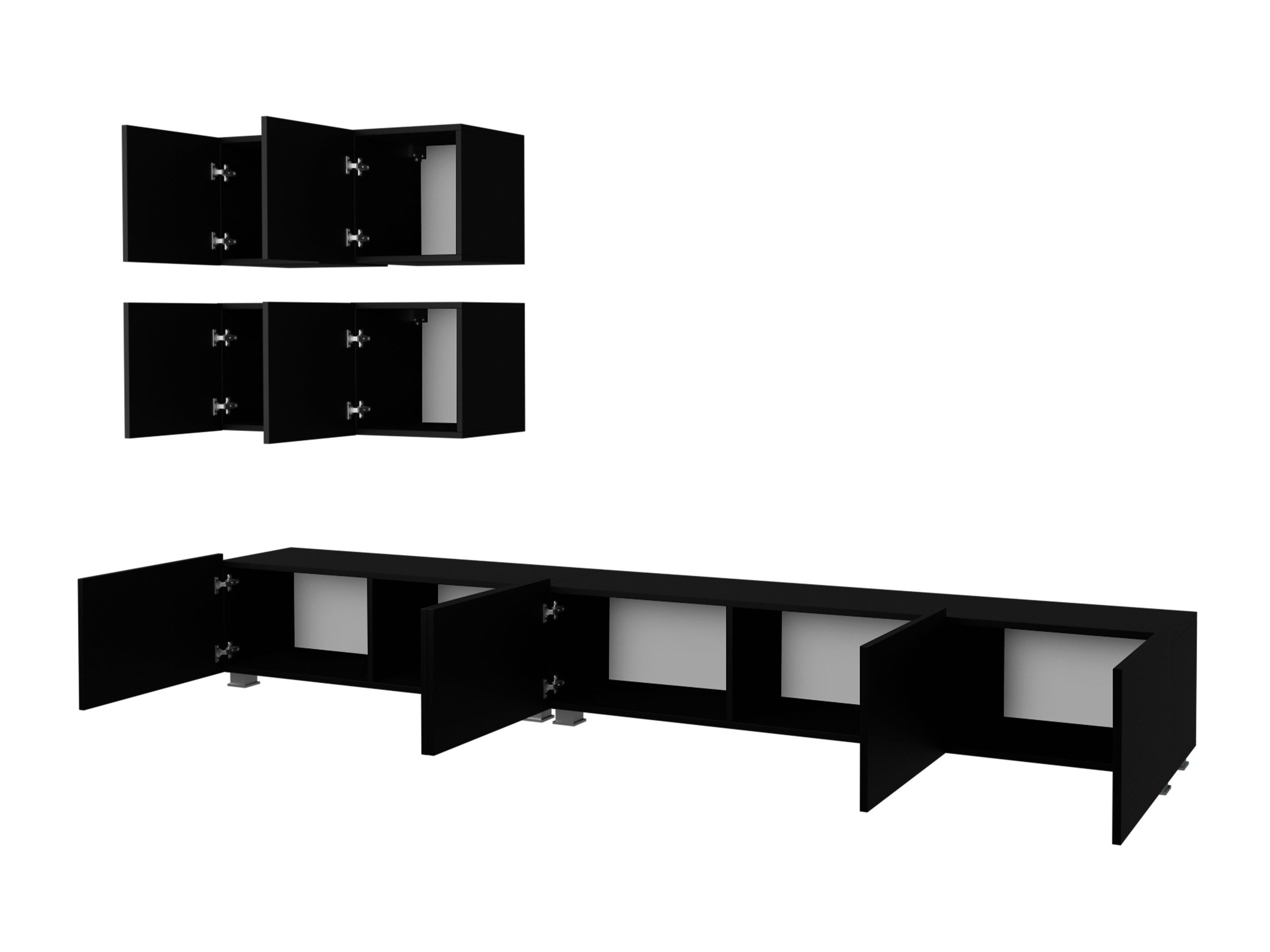 Ensemble de salon Remus XVIII (Chêne doré + Blanc + Blanc brillant)