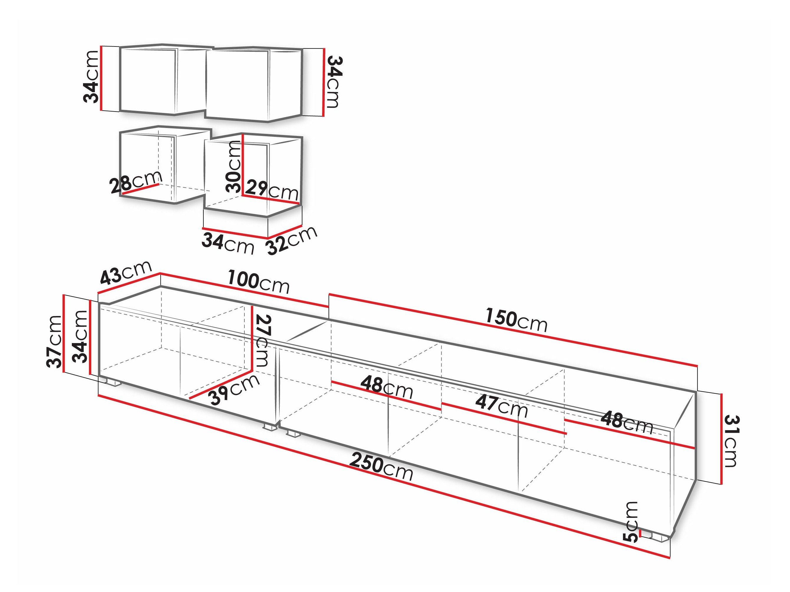 Ensemble de salon Remus XVIII (Chêne doré + Blanc + Blanc brillant)
