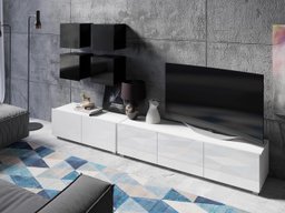 Ensemble de salon Remus XVIII (Noir + Noir brillant + Blanc + Blanc brillant)