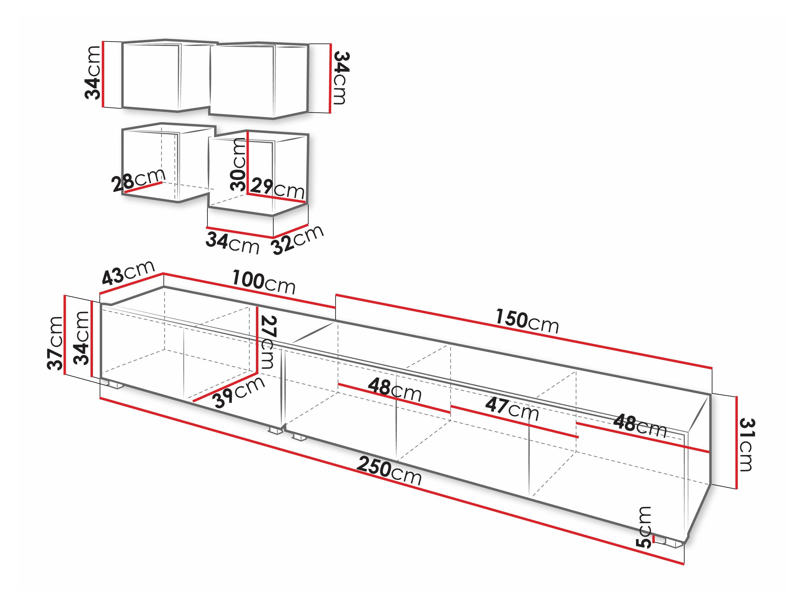 Ensemble de salon Remus XVIII (Noir + Noir brillant + Blanc + Blanc brillant)