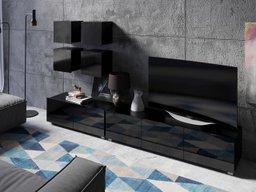 Ensemble de salon Remus XVIII (Noir + Noir brillant)