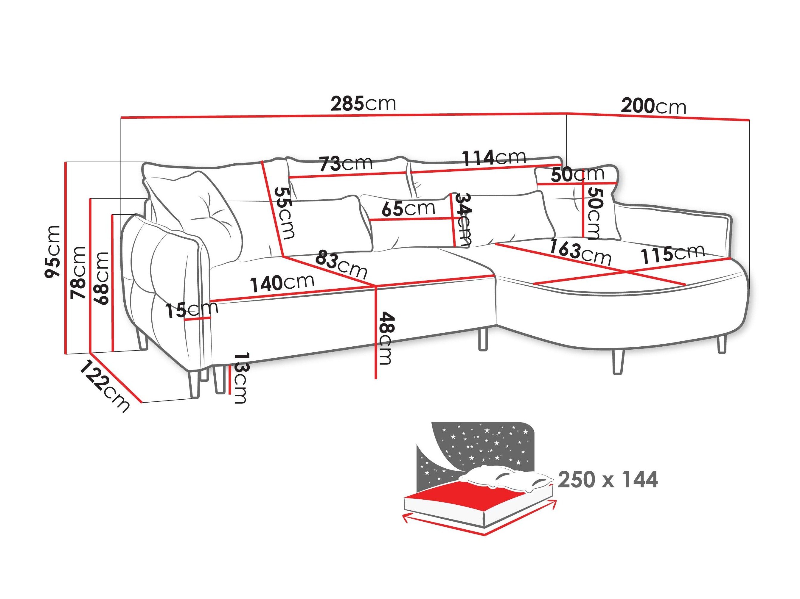 Canapé d'angle TrendyNest Prunal (Glow 15)