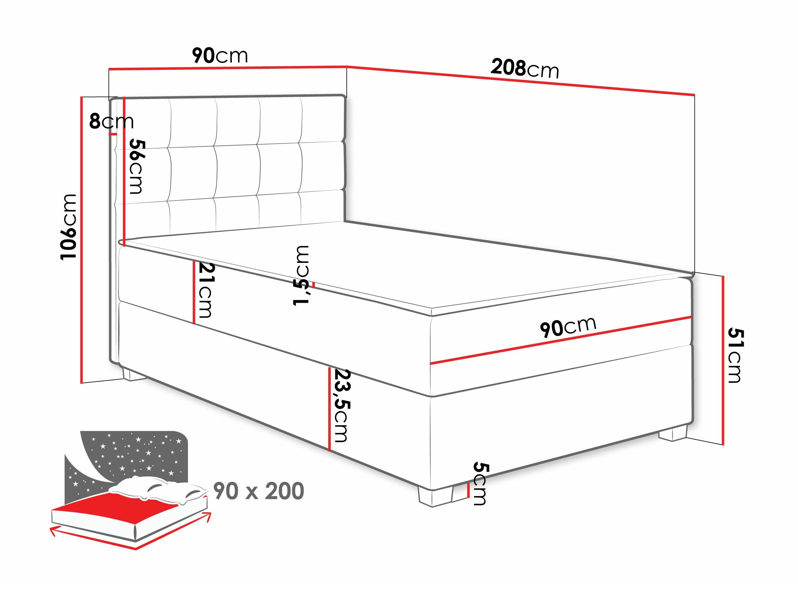 Lit boxspring Sanford 107 (Manila 09)