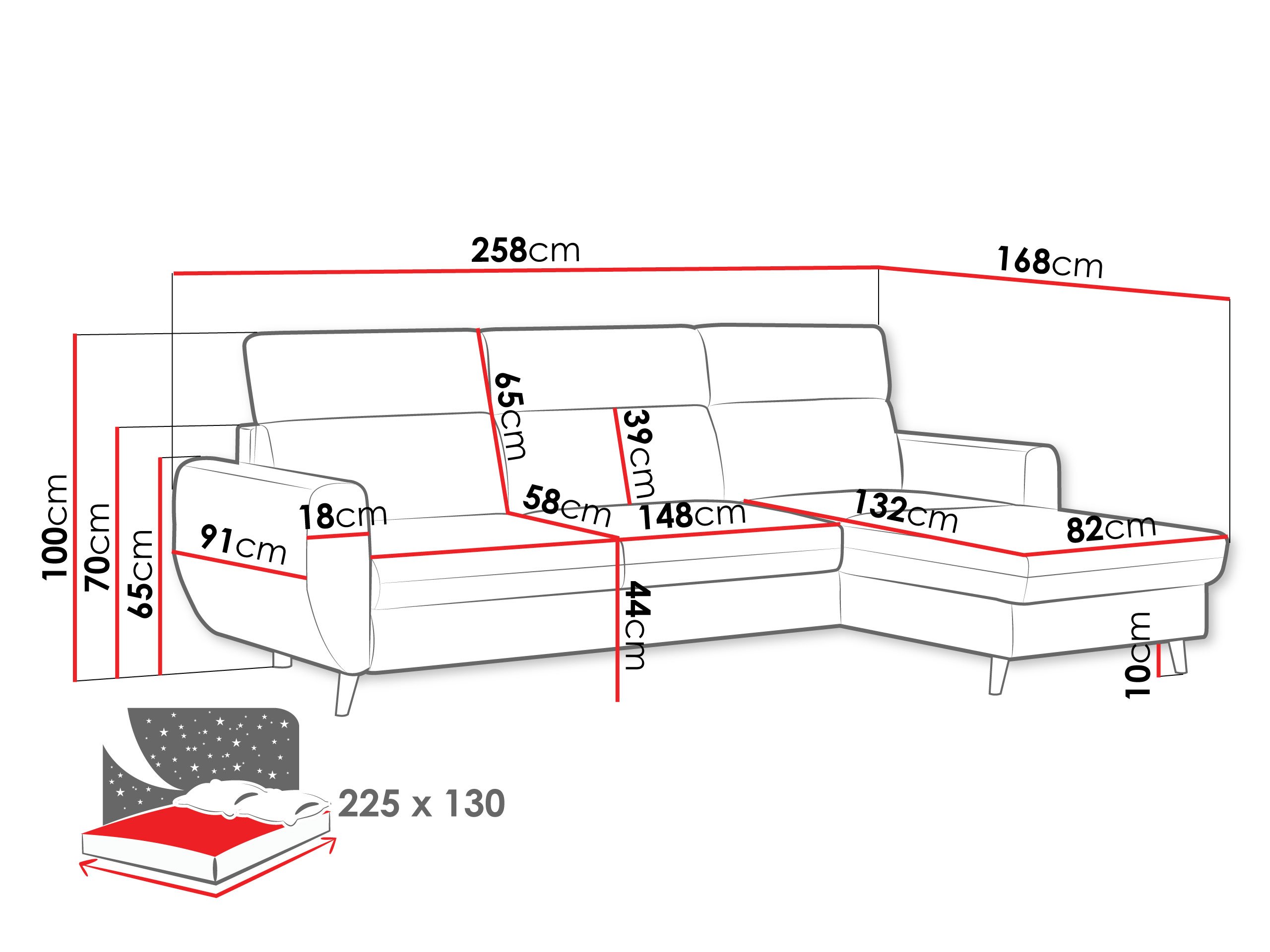Canapé d'angle Temple 132 (Cruz 09)