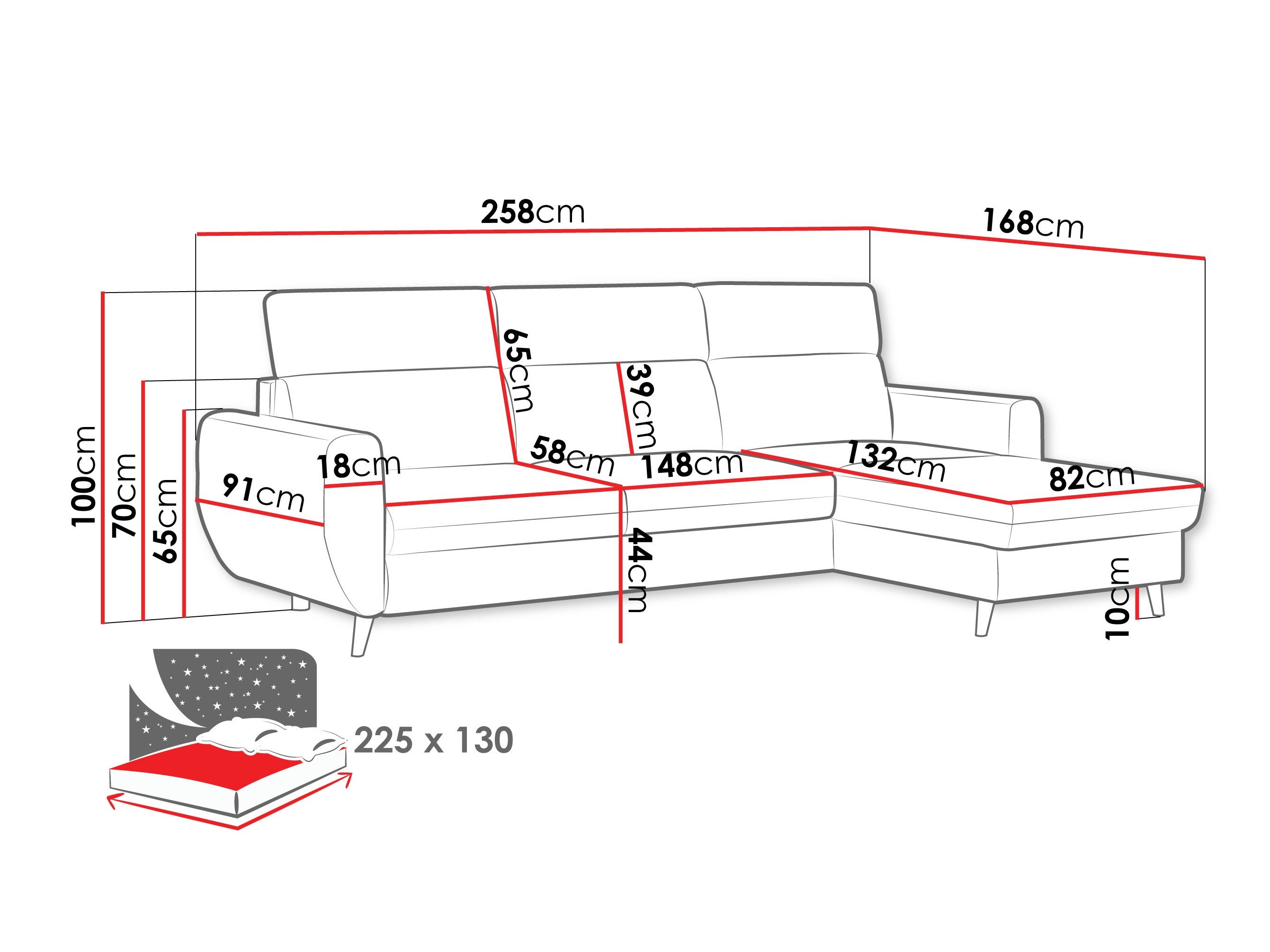 Canapé d'angle Temple 132 (Cruz 63)