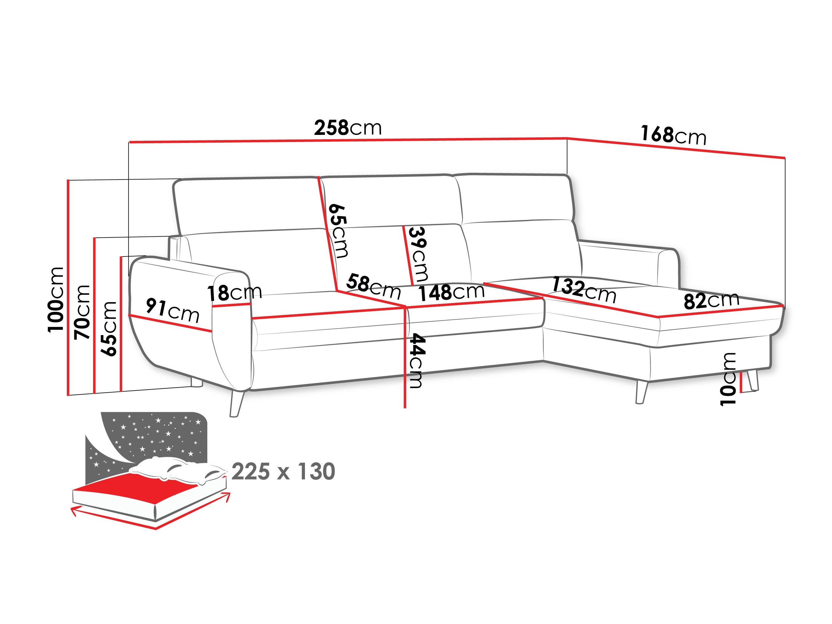 Canapé d'angle Temple 132 (Cruz 79)