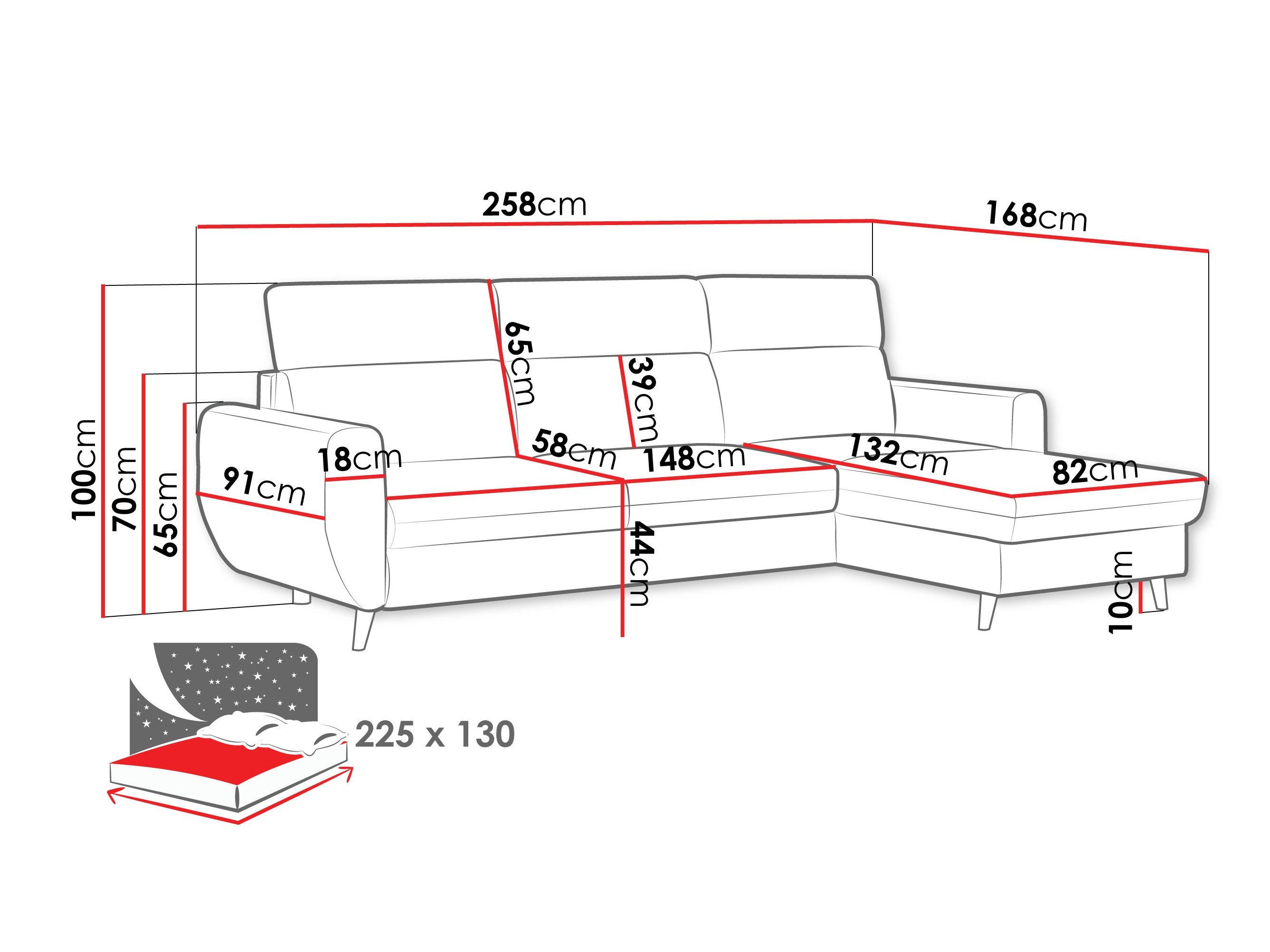 Canapé d'angle Temple 132 (Cruz 97)
