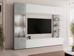 Ensemble de salon Comfivo Animus (Blanc + Béton)