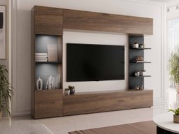 Ensemble de salon Comfivo Animus (Noyer + Marbre noir)