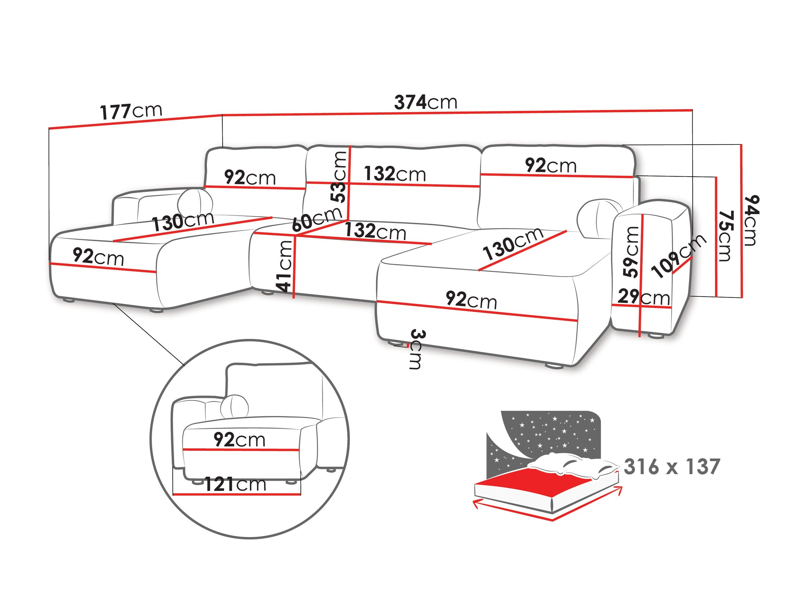 Canapé d'angle TrendyNest Piscor (Coral 50)