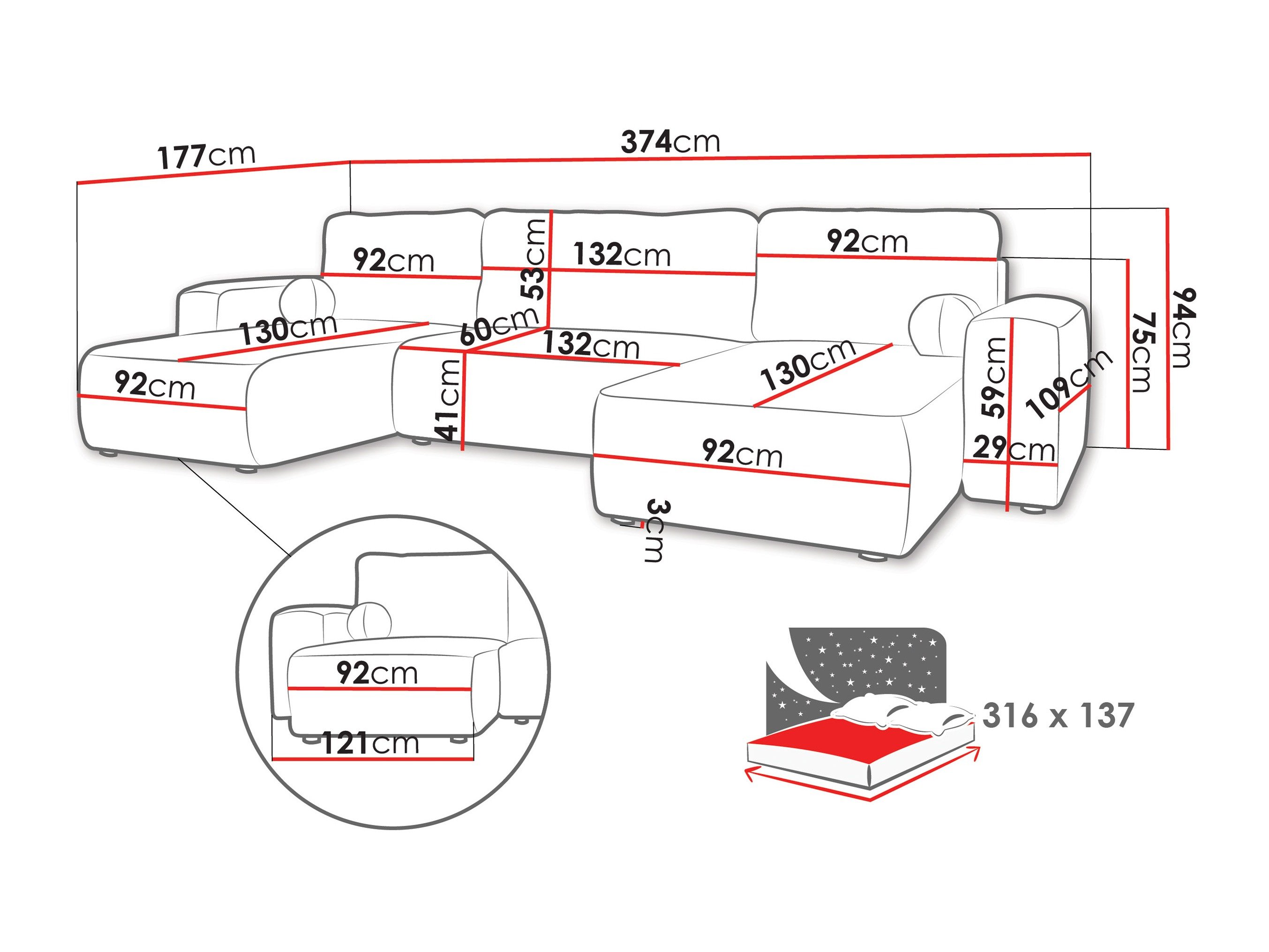 Canapé d'angle TrendyNest Piscor (Coral 75)