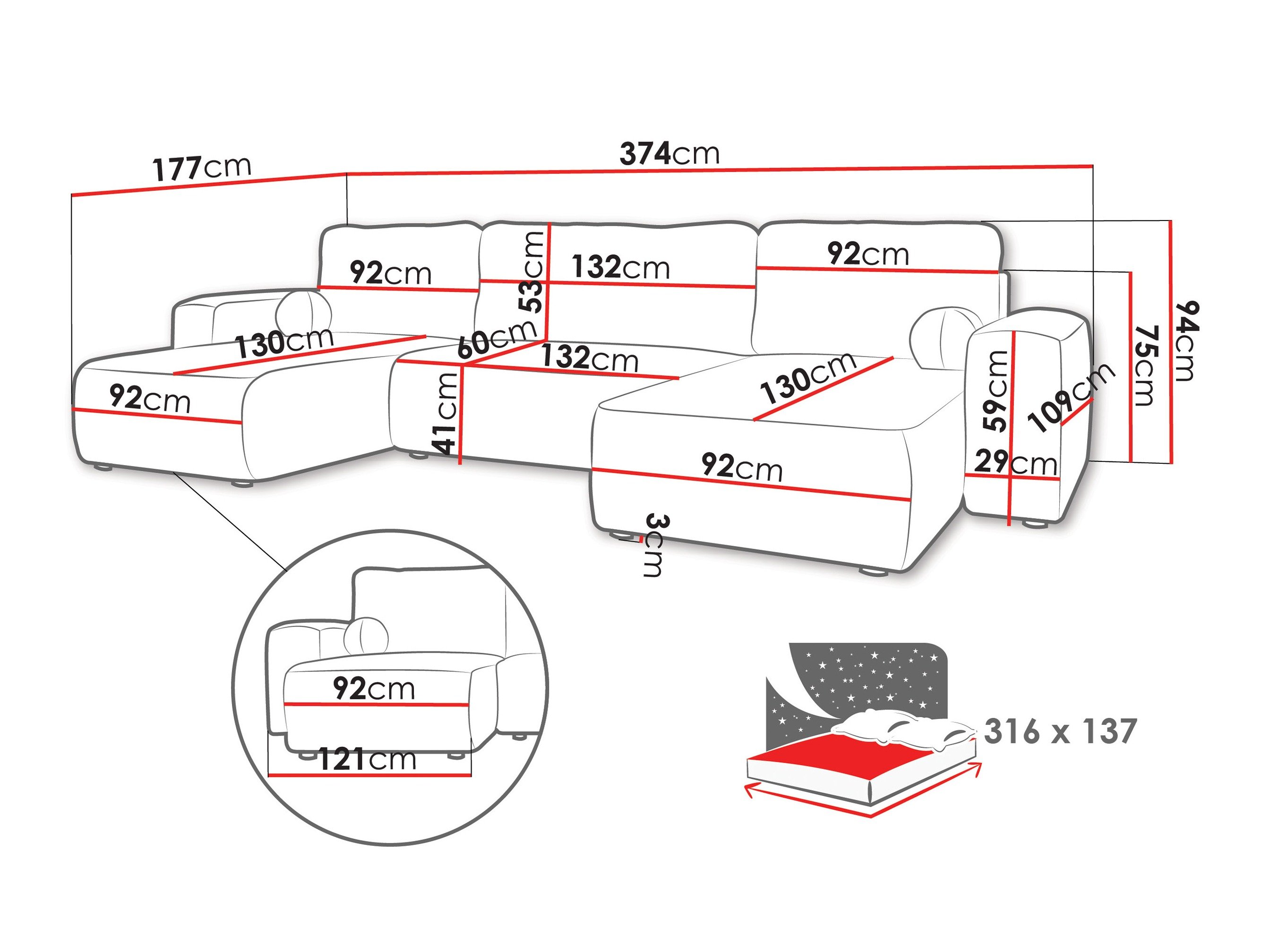 Canapé d'angle TrendyNest Piscor (Coral 80)