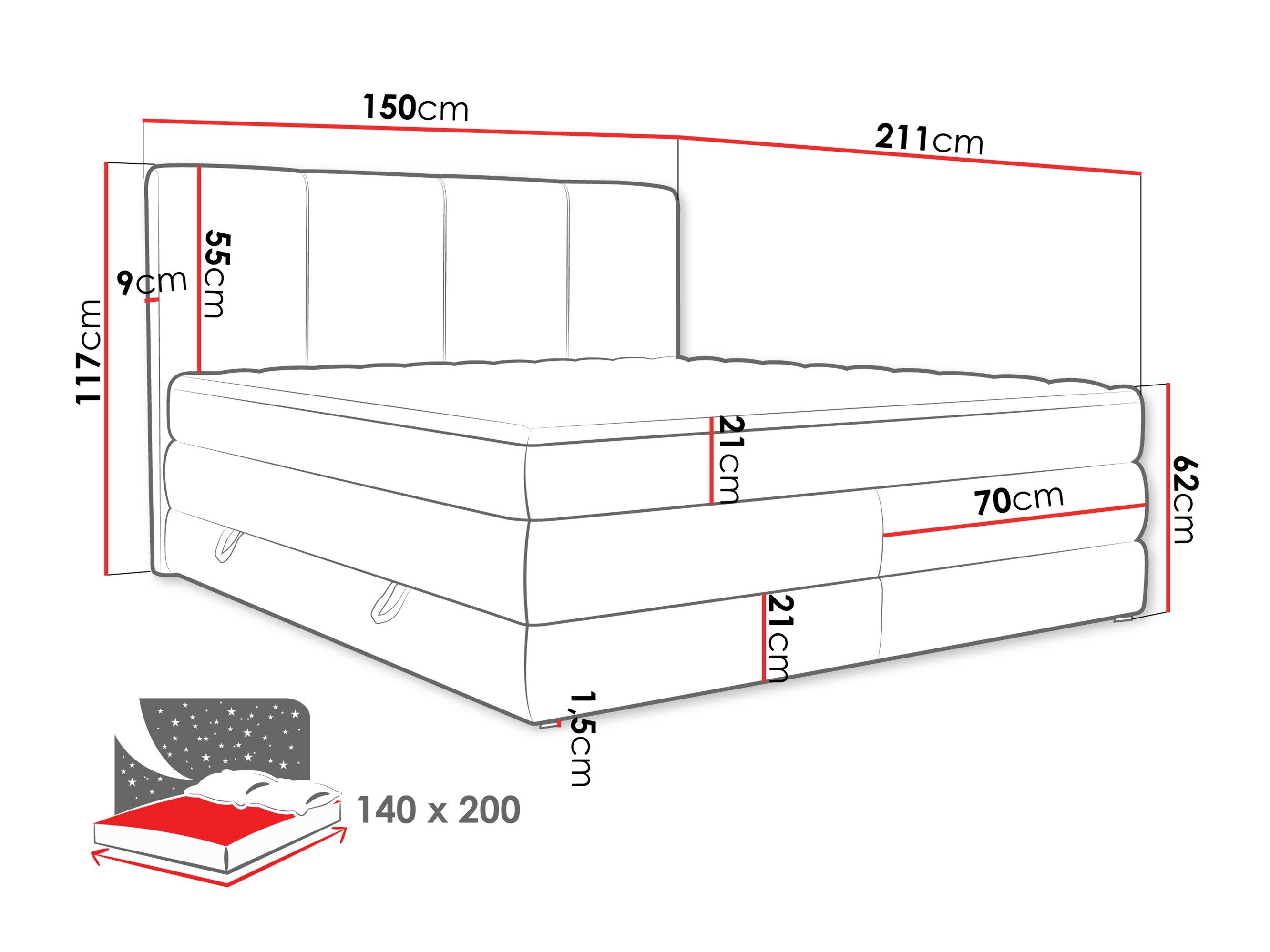 Lit boxspring ComfiDream Caelion (Onega 14)