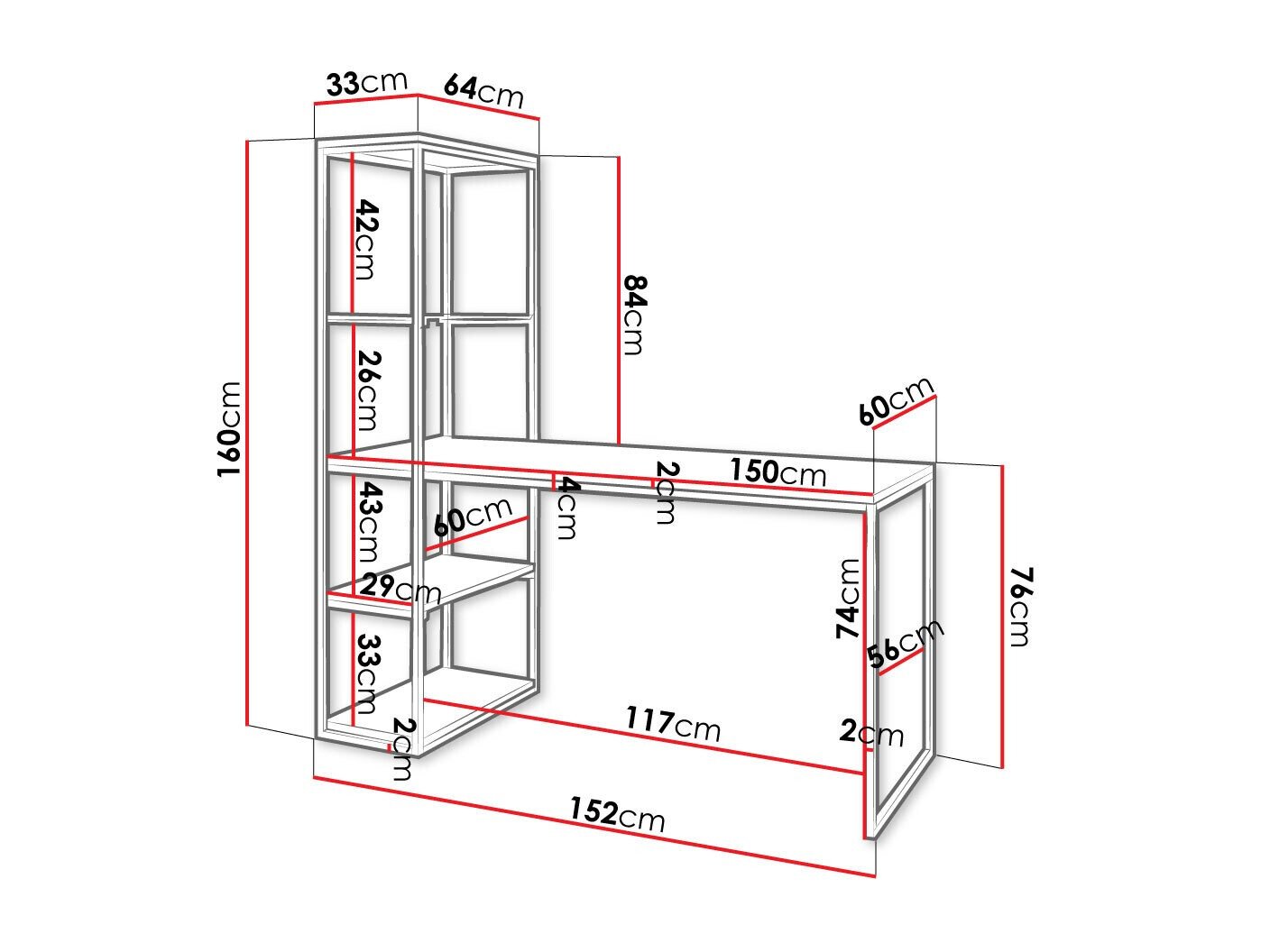 Bureau Oswego 107 (Noir)