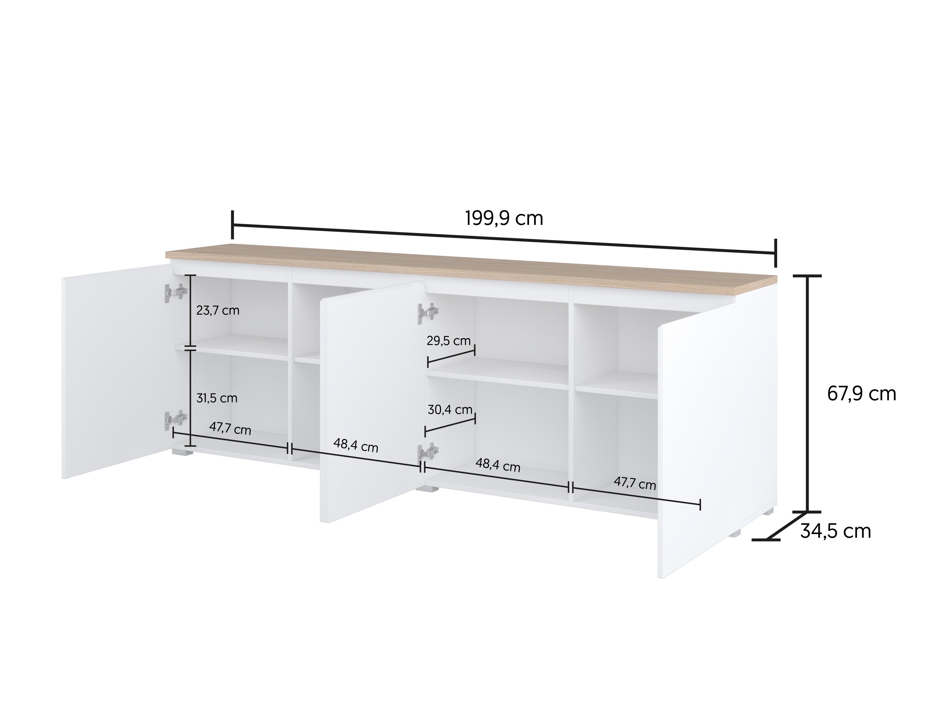 Buffet Baletu 105 (Blanc + Chêne)