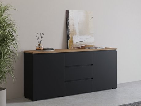 Commode Baletu 106 (Noir + Chêne)