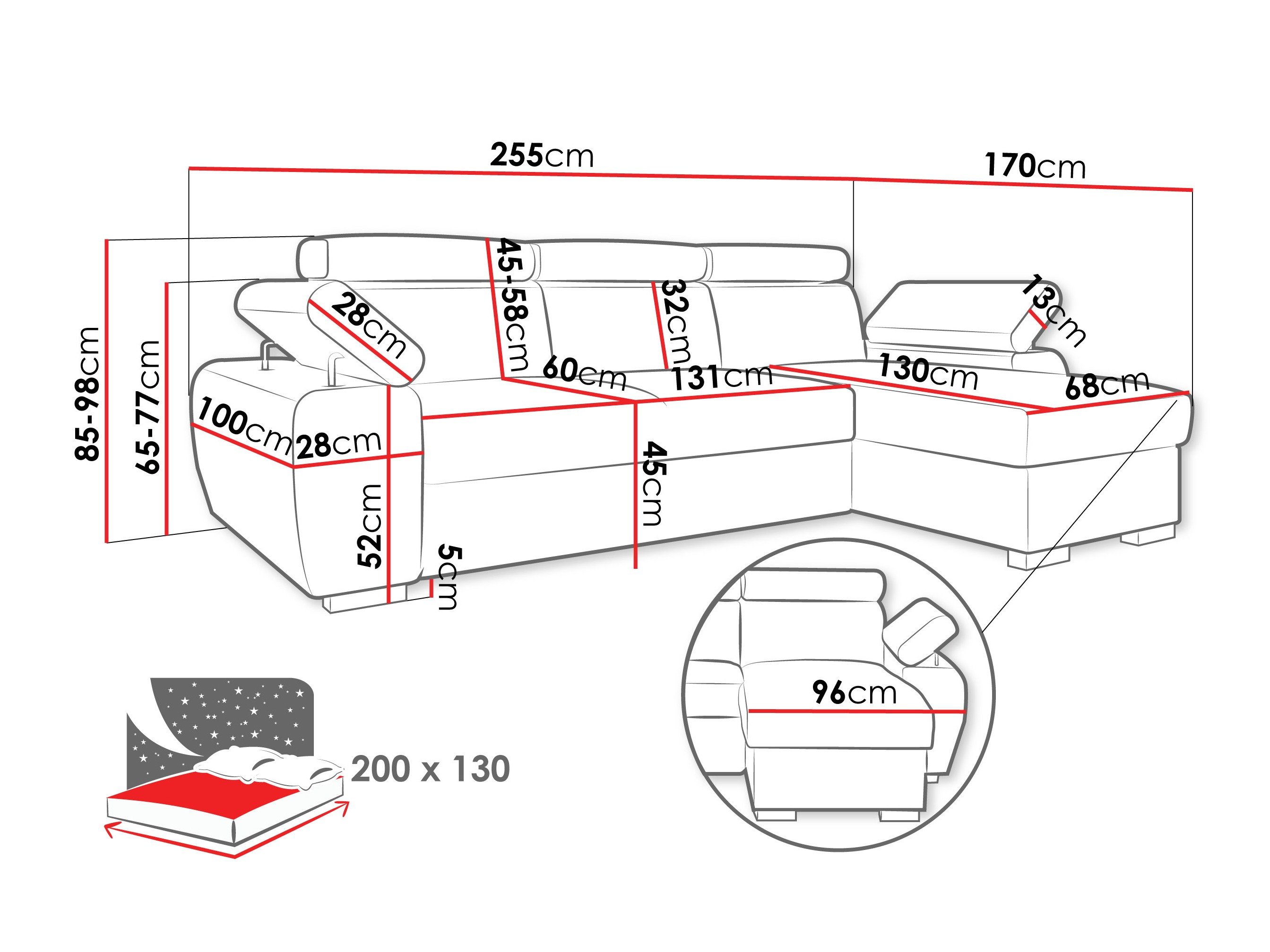 Canapé d'angle Columbus 252 (Lumo 40)